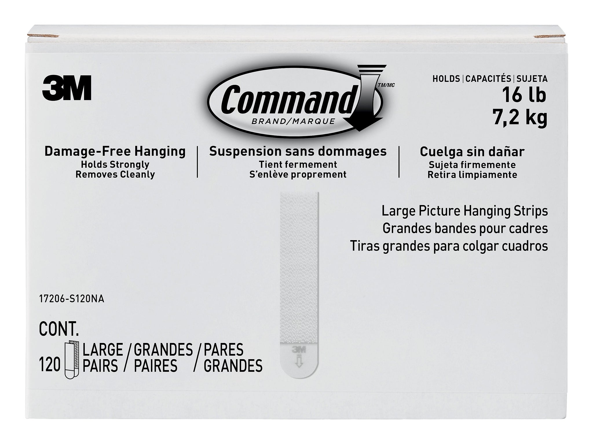 Command™ Large Picture Hanging Strips, White, 120 Sets