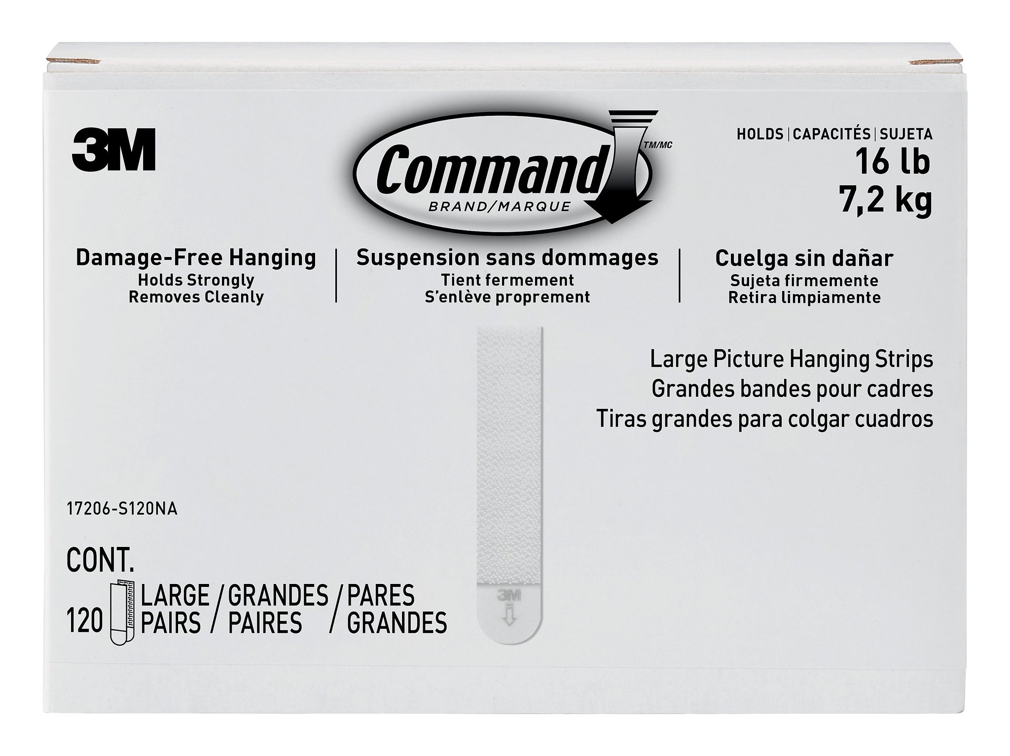Command™ Large Picture Hanging Strips, White, 120 Sets