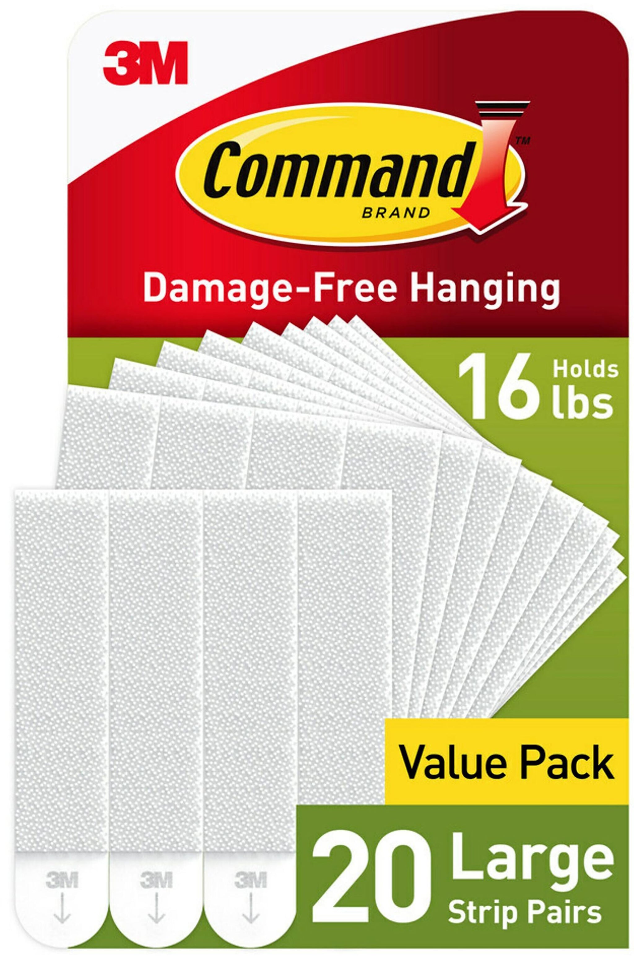 Command Large Picture Hanging Strips, White, 20 Pairs/Pack