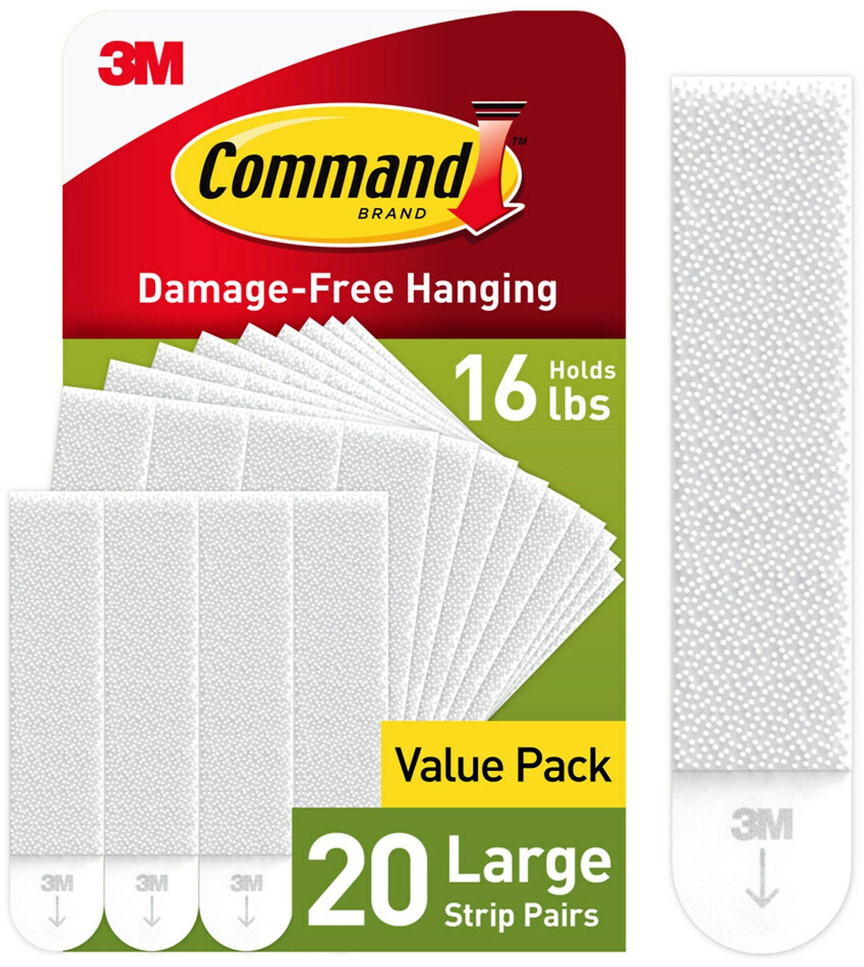Command Large Picture Hanging Strips, White, 20 Pairs/Pack
