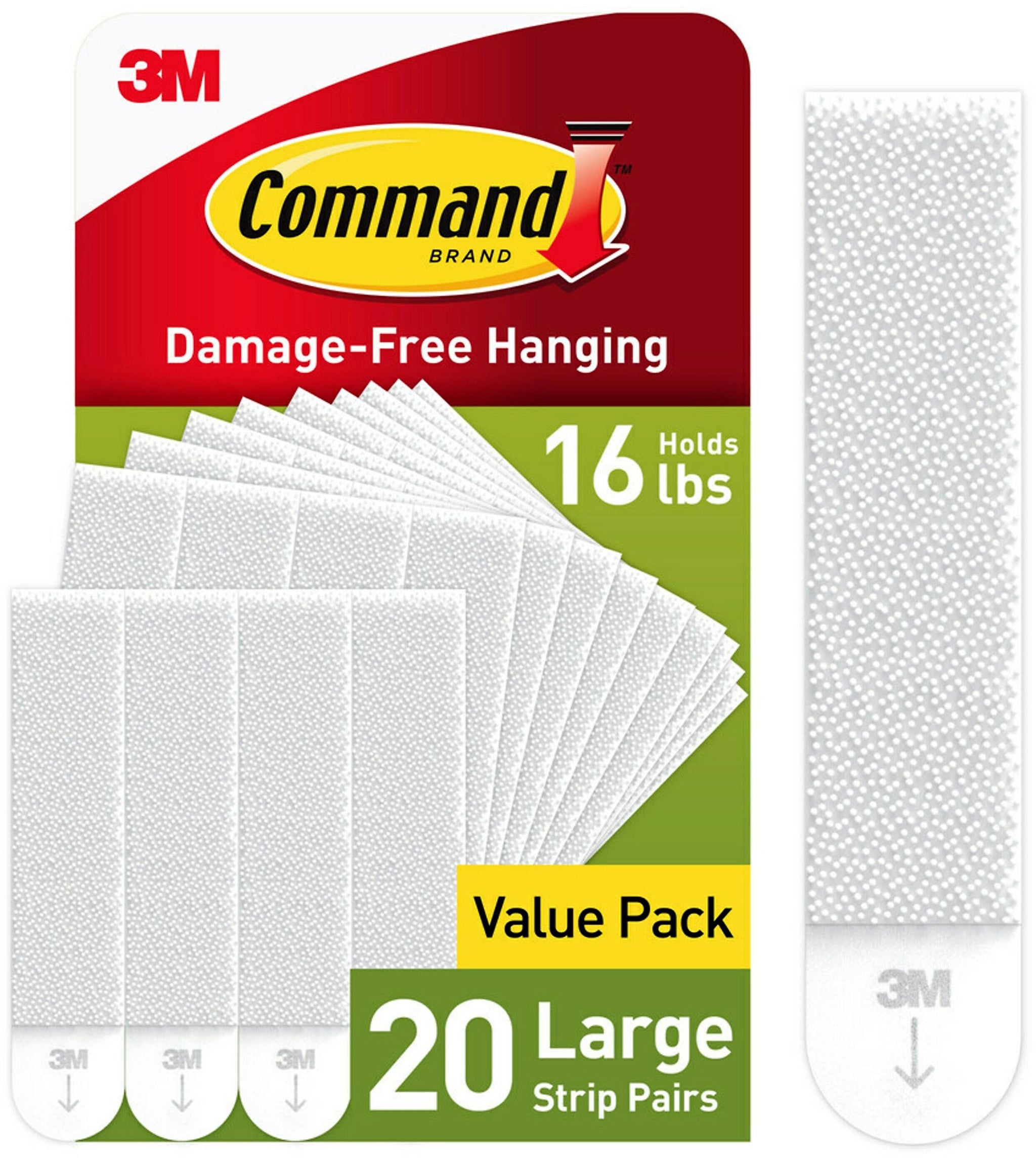 Command Large Picture Hanging Strips, White, 20 Pairs/Pack