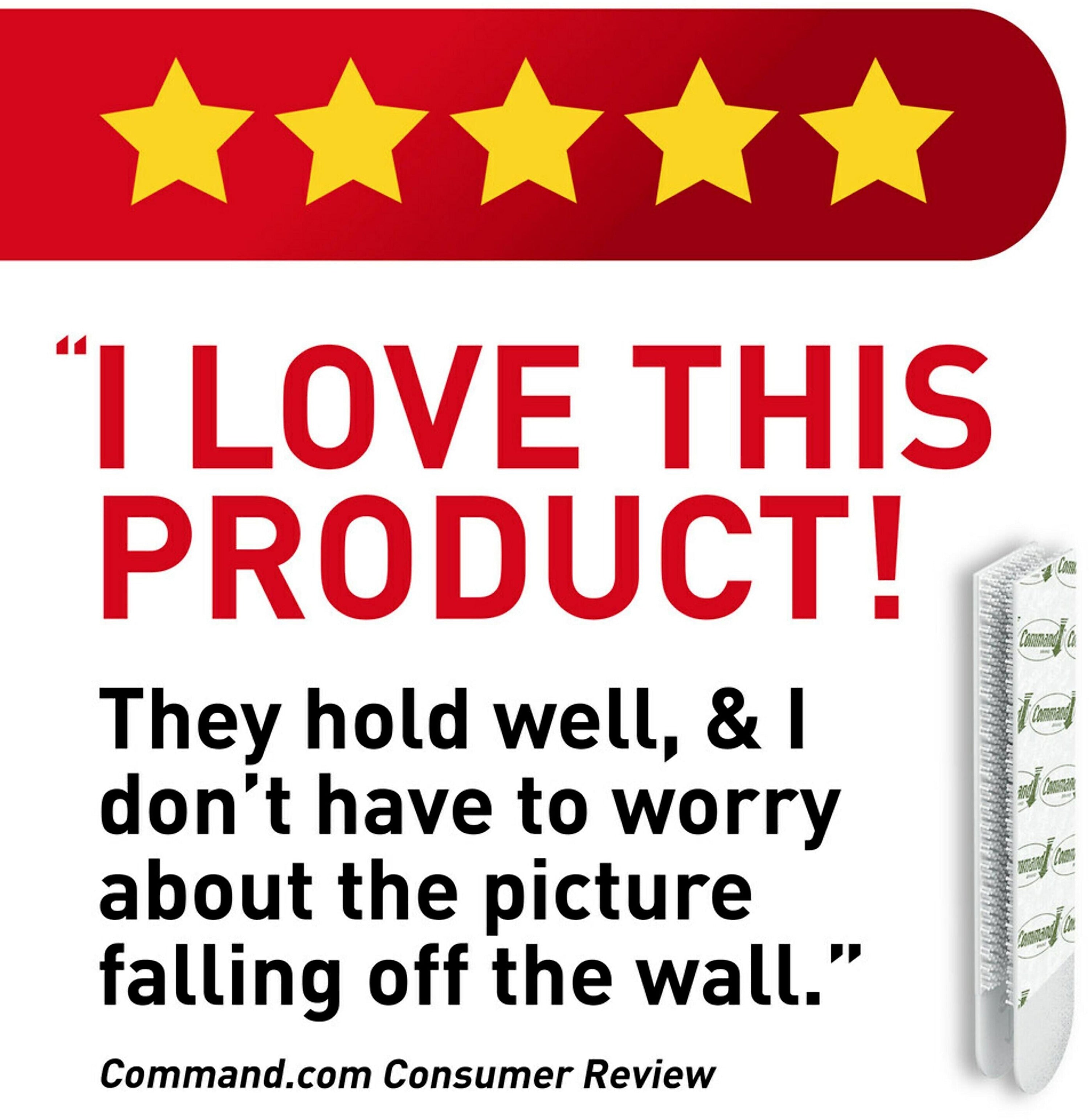 Command Large Picture Hanging Strips, White, 4 Pairs/Pack