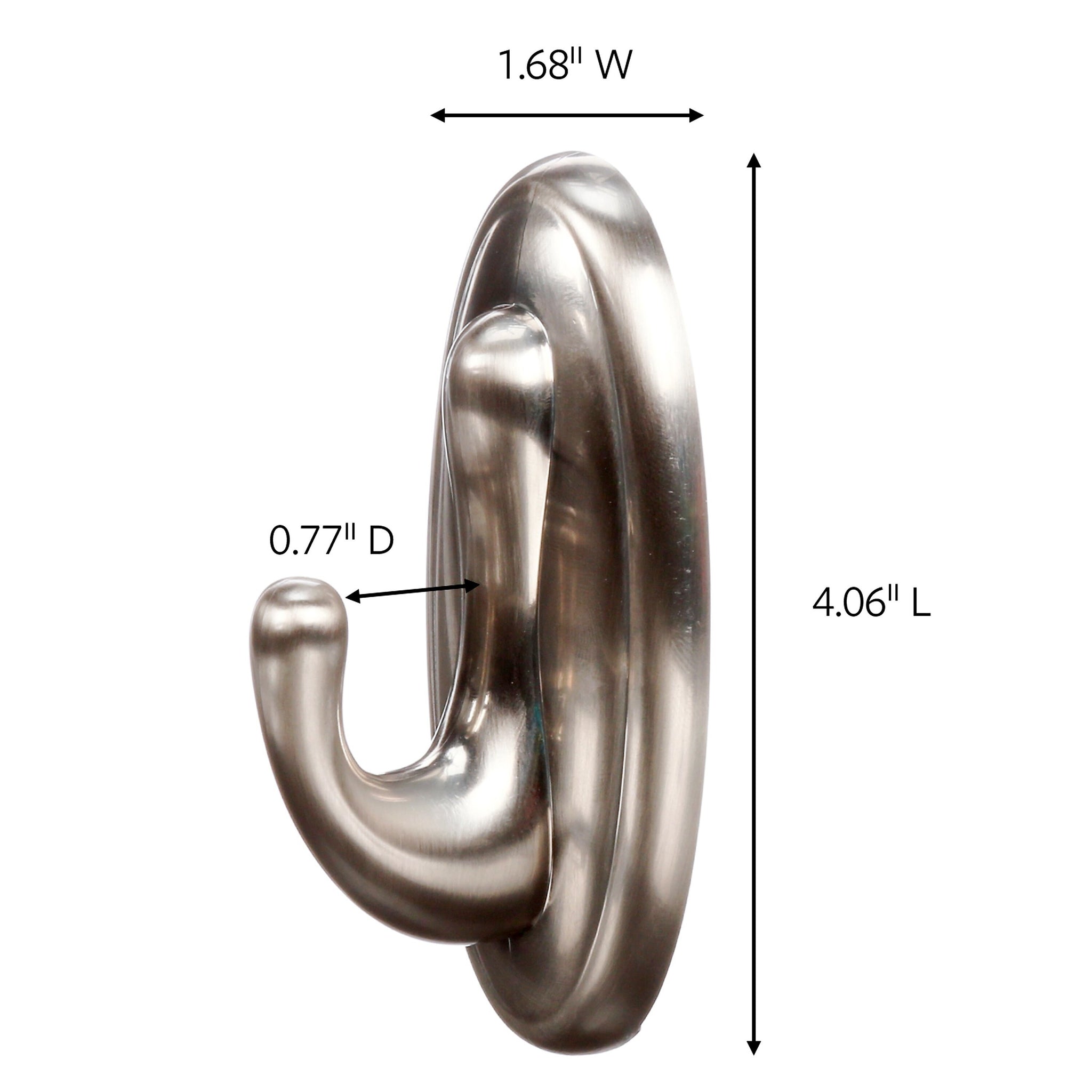 Command Large Traditional Hook, Brushed Nickel, 1 Hook, 2 Strips/Pack