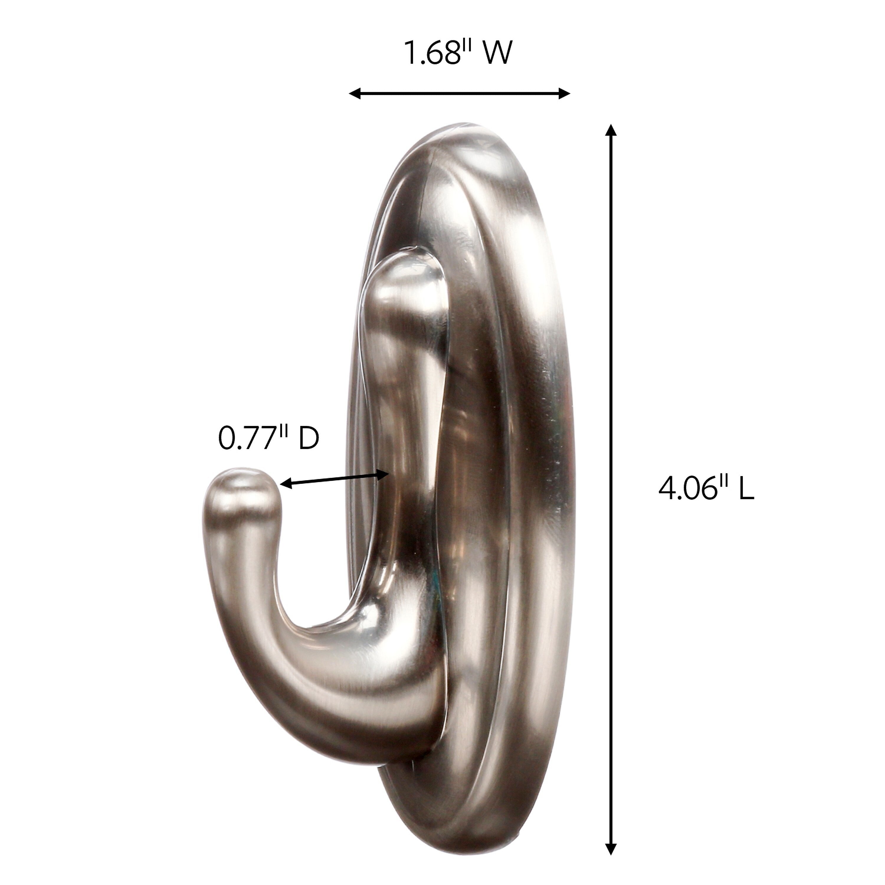 Command™ Large Traditional Hook, Brushed Nickel, 1 Hook, 2 Strips/Pack