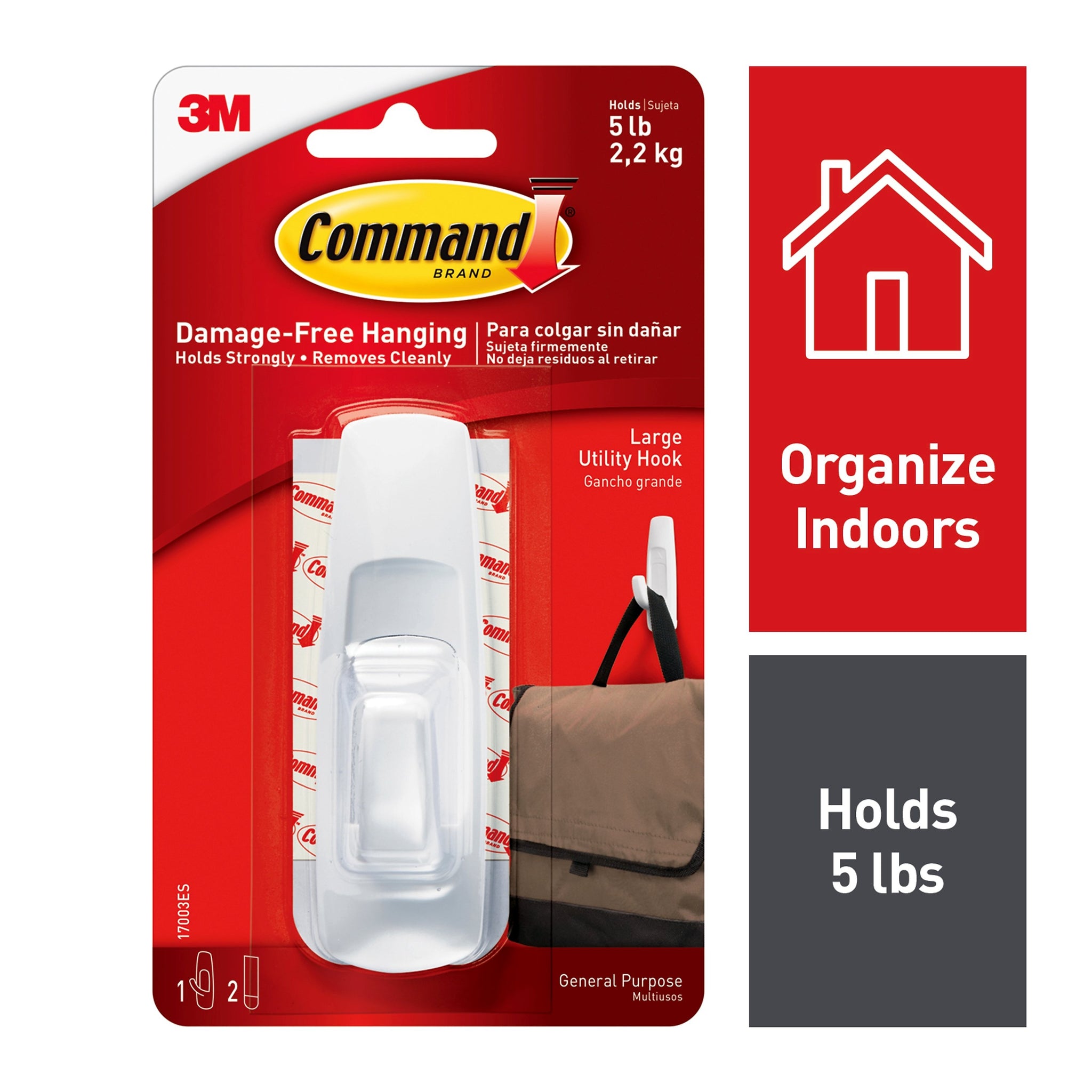 Command Large Utility Hook, 5 lb., White