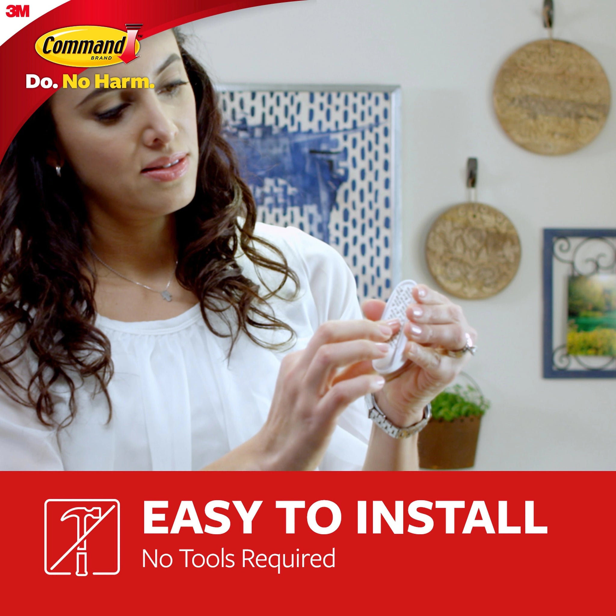 Command Large Utility Hooks, White, Damage Free Hanging of Dorm Room Decorations, 3 Command Hooks, 6 Command Strips