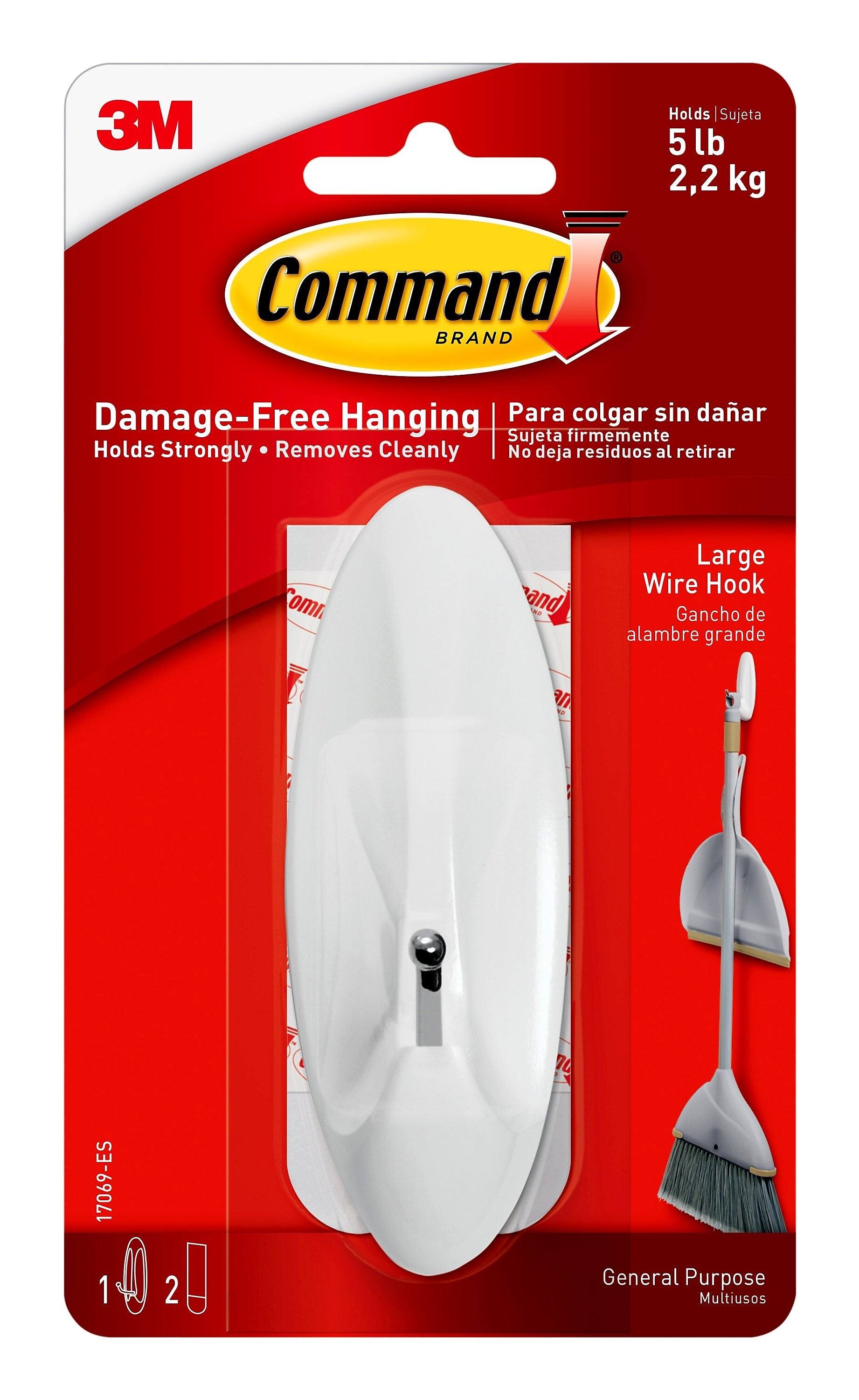 Command Large Wire Hook, 5 lb., White