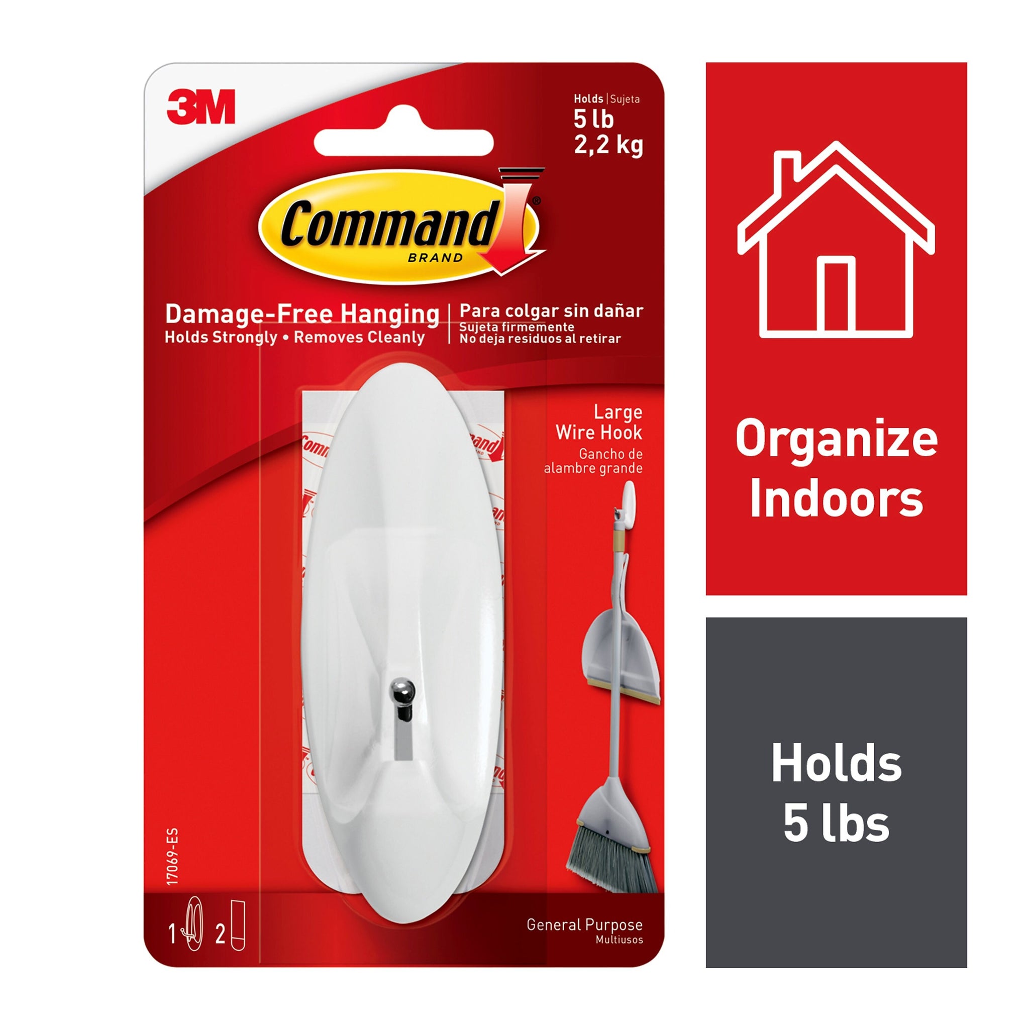 Command Large Wire Hook, 5 lb., White
