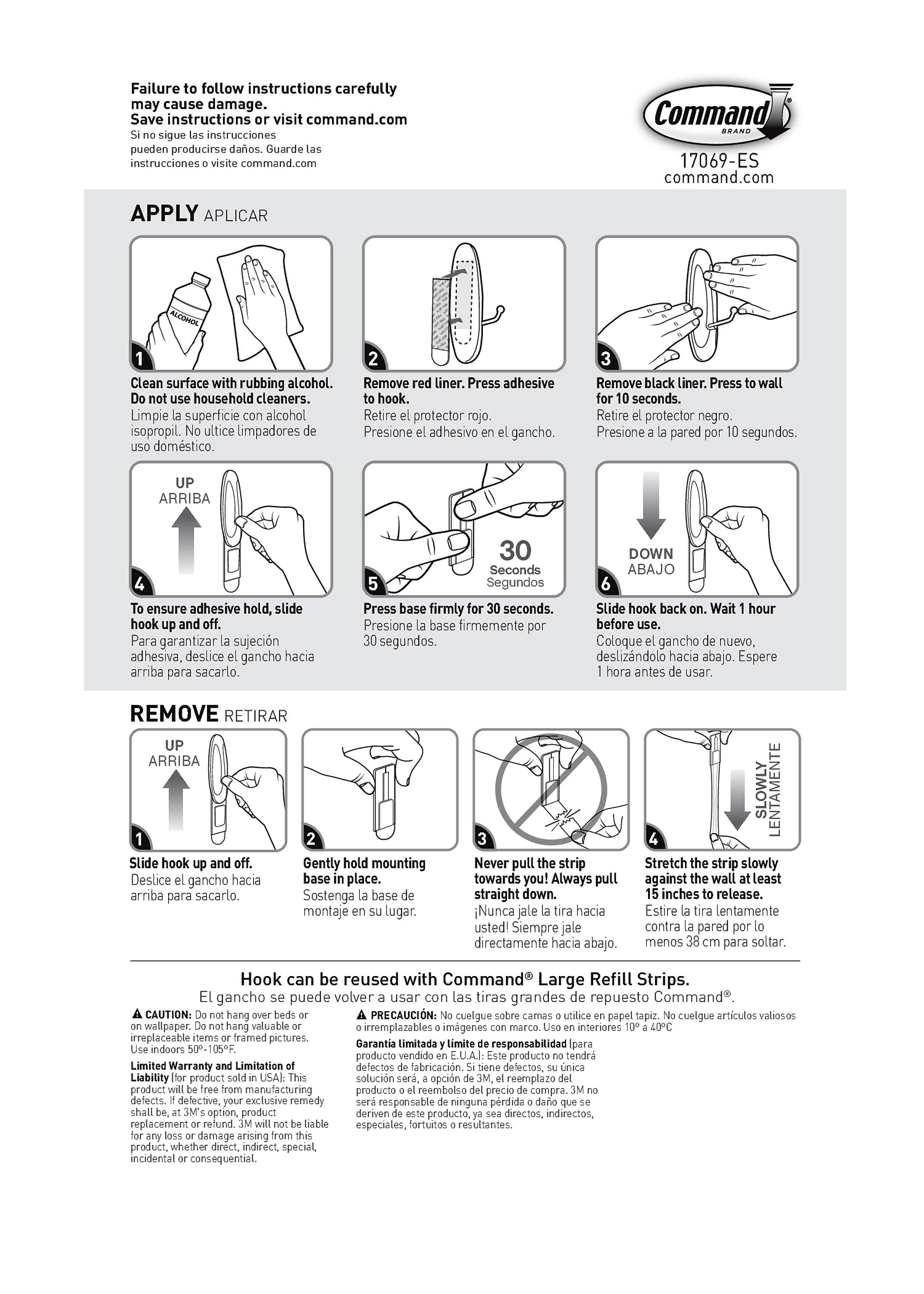 Command Large Wire Hook, 5 lb., White