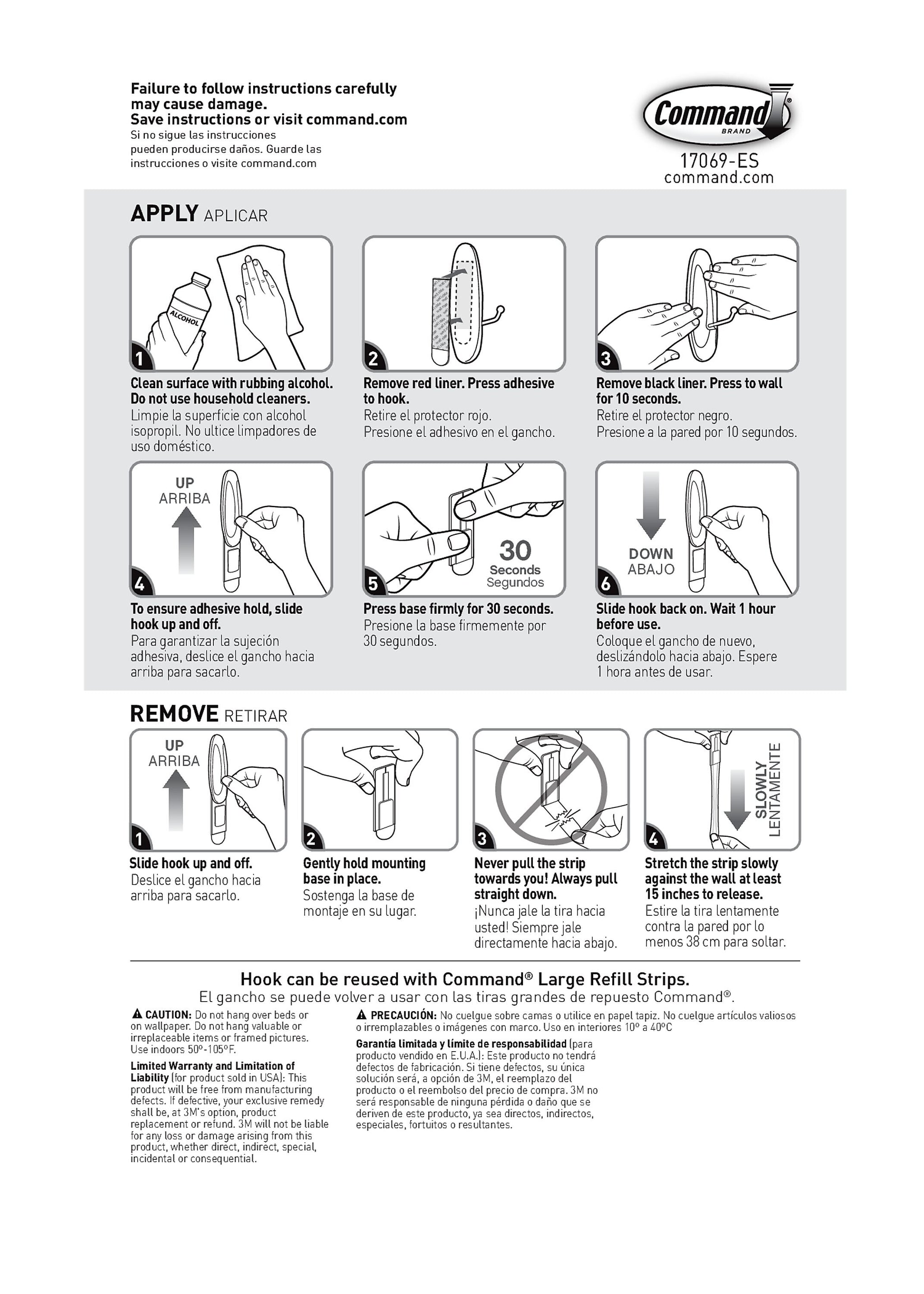 Command Large Wire Hook, 5 lb., White