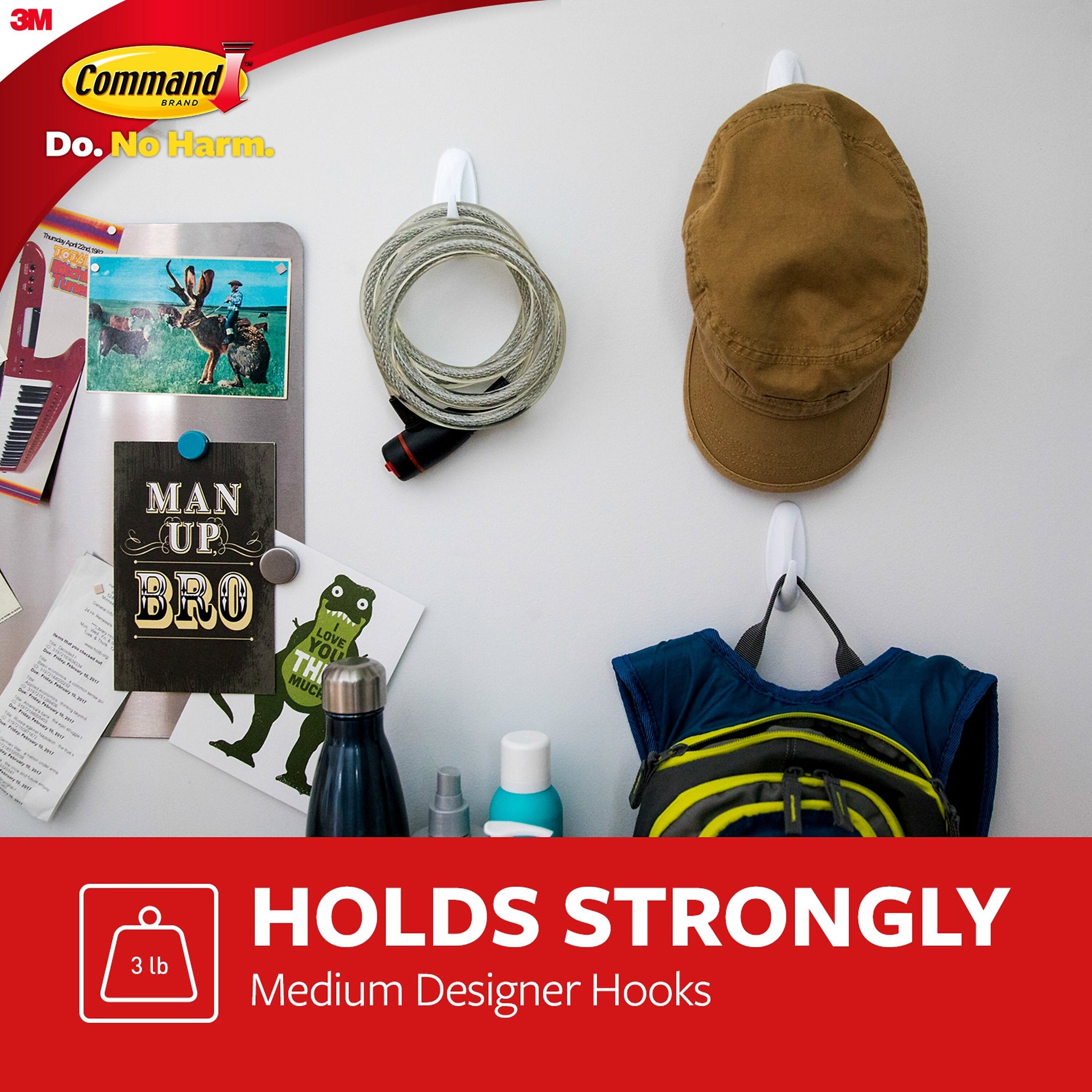 Command Medium Decorative Hooks, 3 lb., White, 6/Pack
