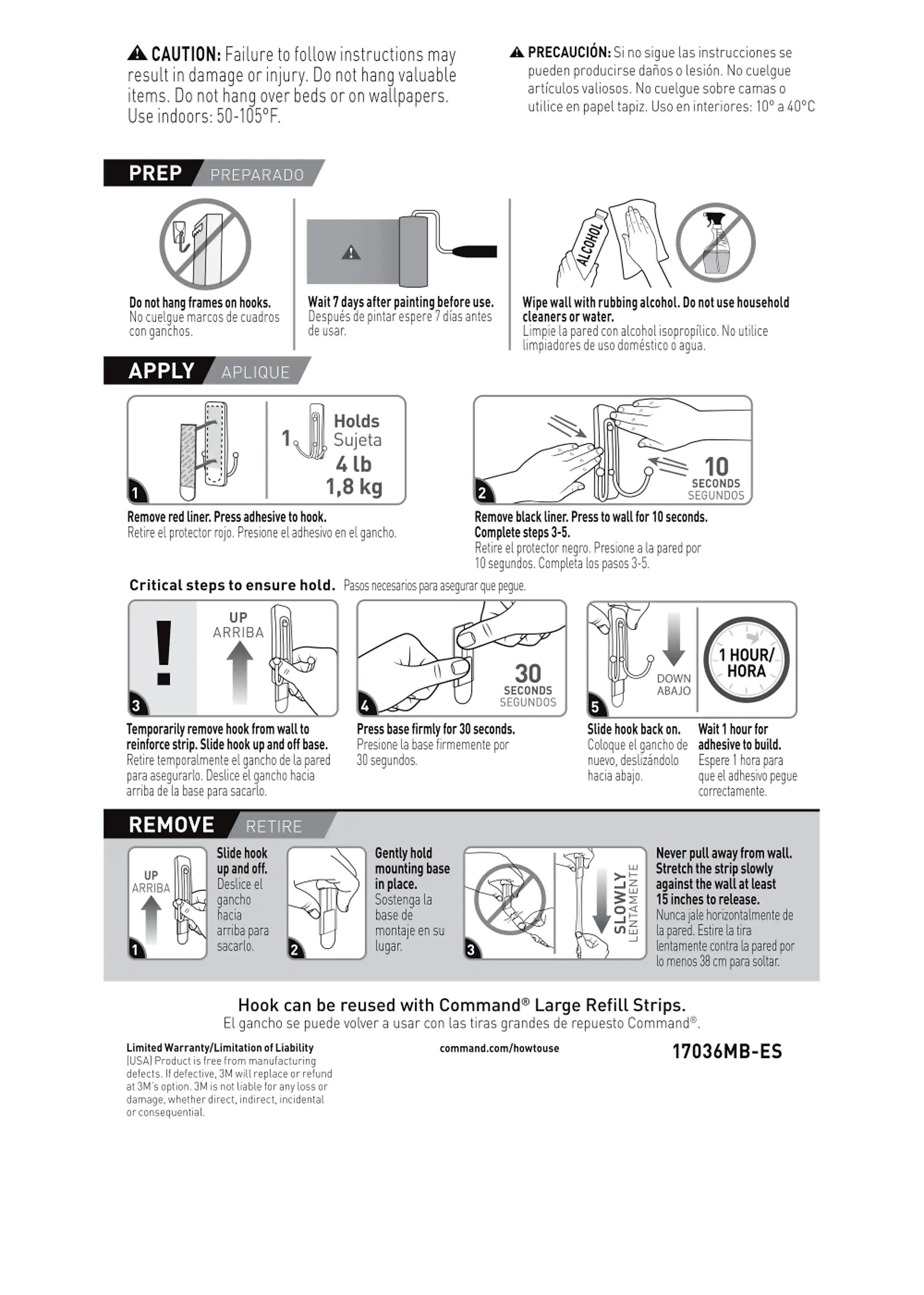 Command Medium Hook, 4 lb., Matte Black