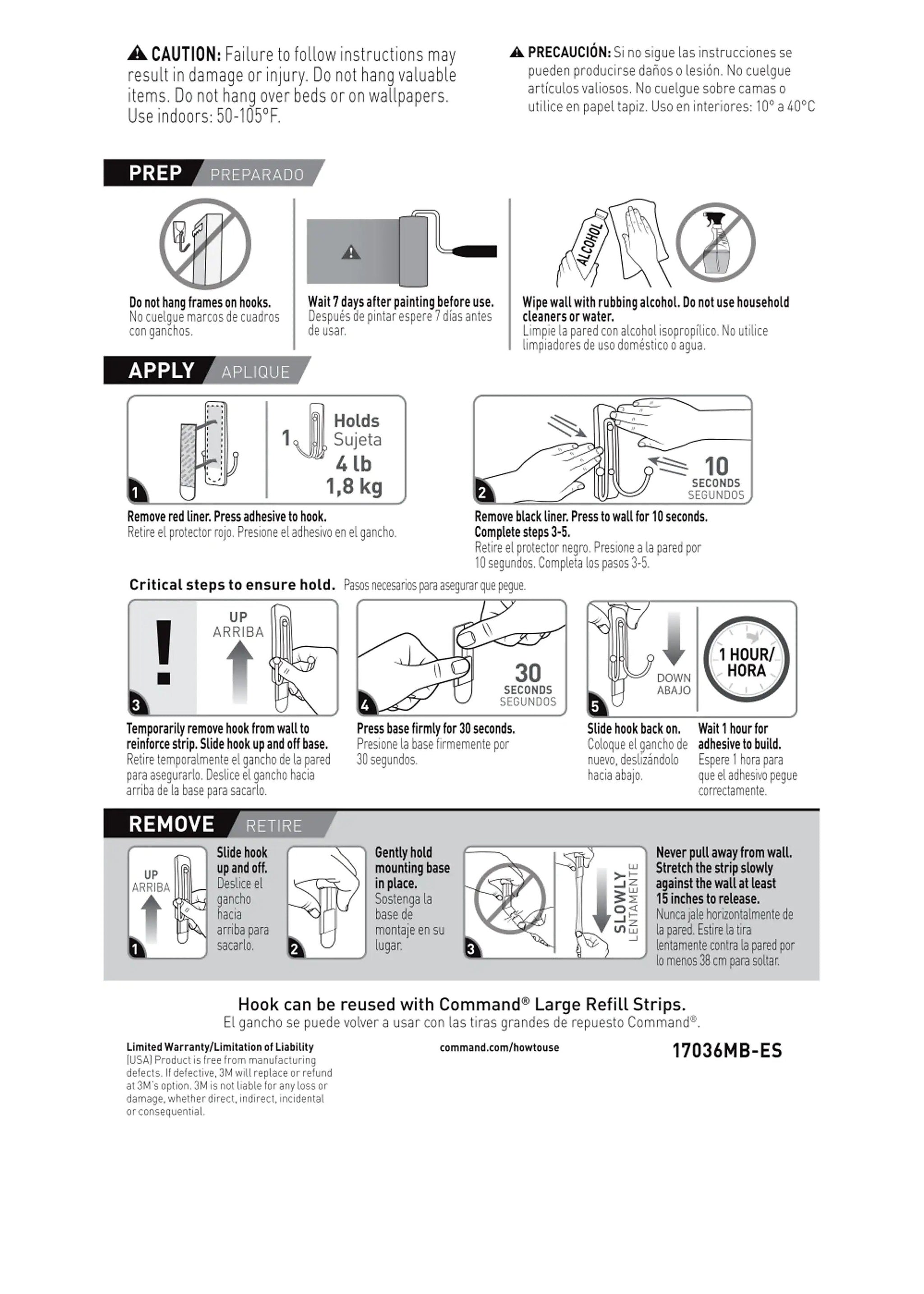 Command Medium Hook, 4 lb., Matte Black
