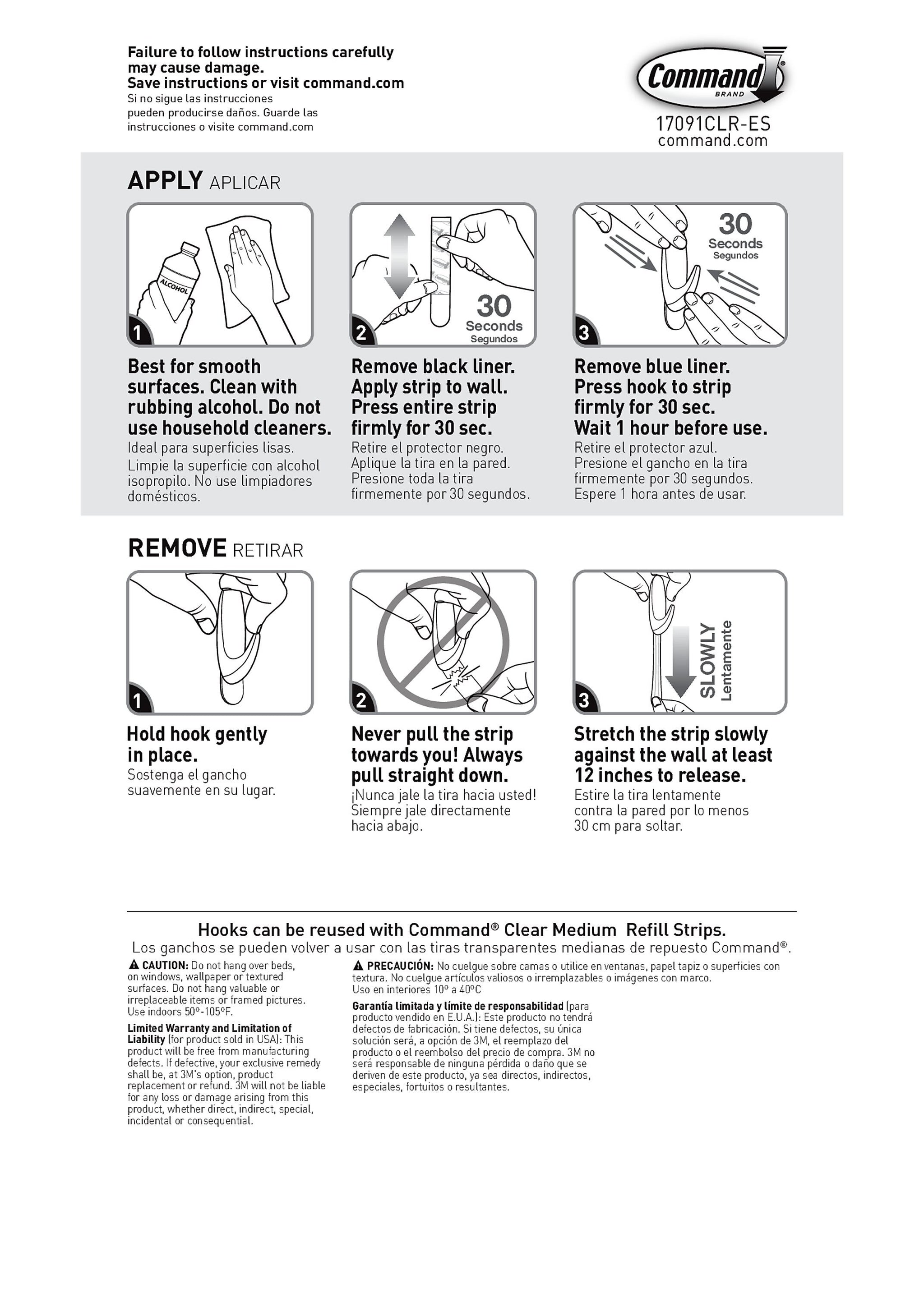 Command Medium Hooks Cabinet Pack, 2 lb., Clear, 50/Pack