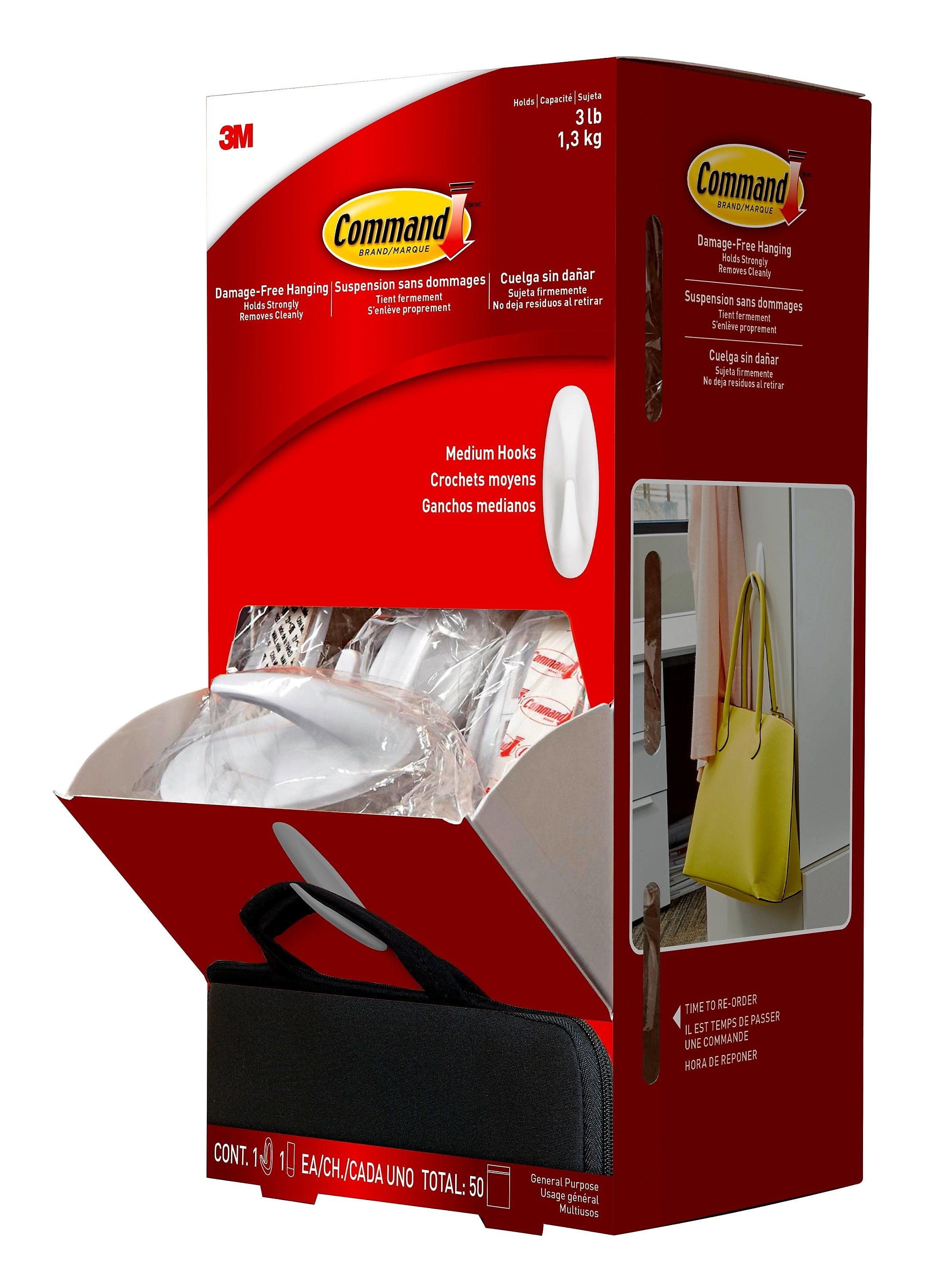 Command Medium Hooks, White, 50 Sets/Pack