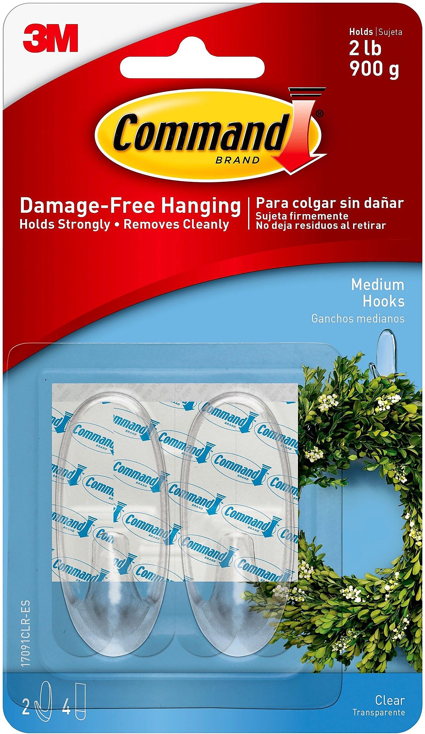 Command Medium Oval Hooks, 2 lb., 2/Pack