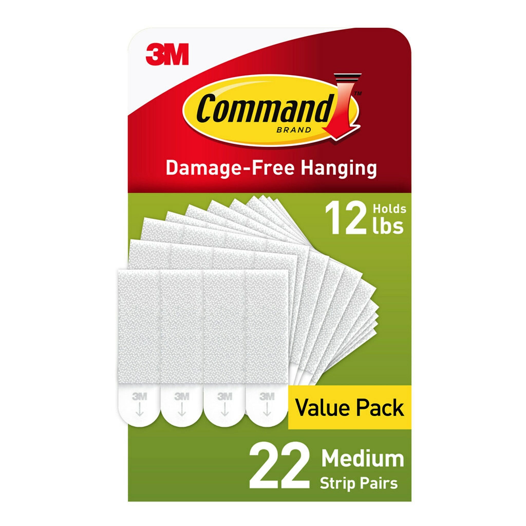 Command Medium Picture Hanging Strips, Damage Free Hanging of Dorm Decorations, 22 Pairs, 44 Command Strips
