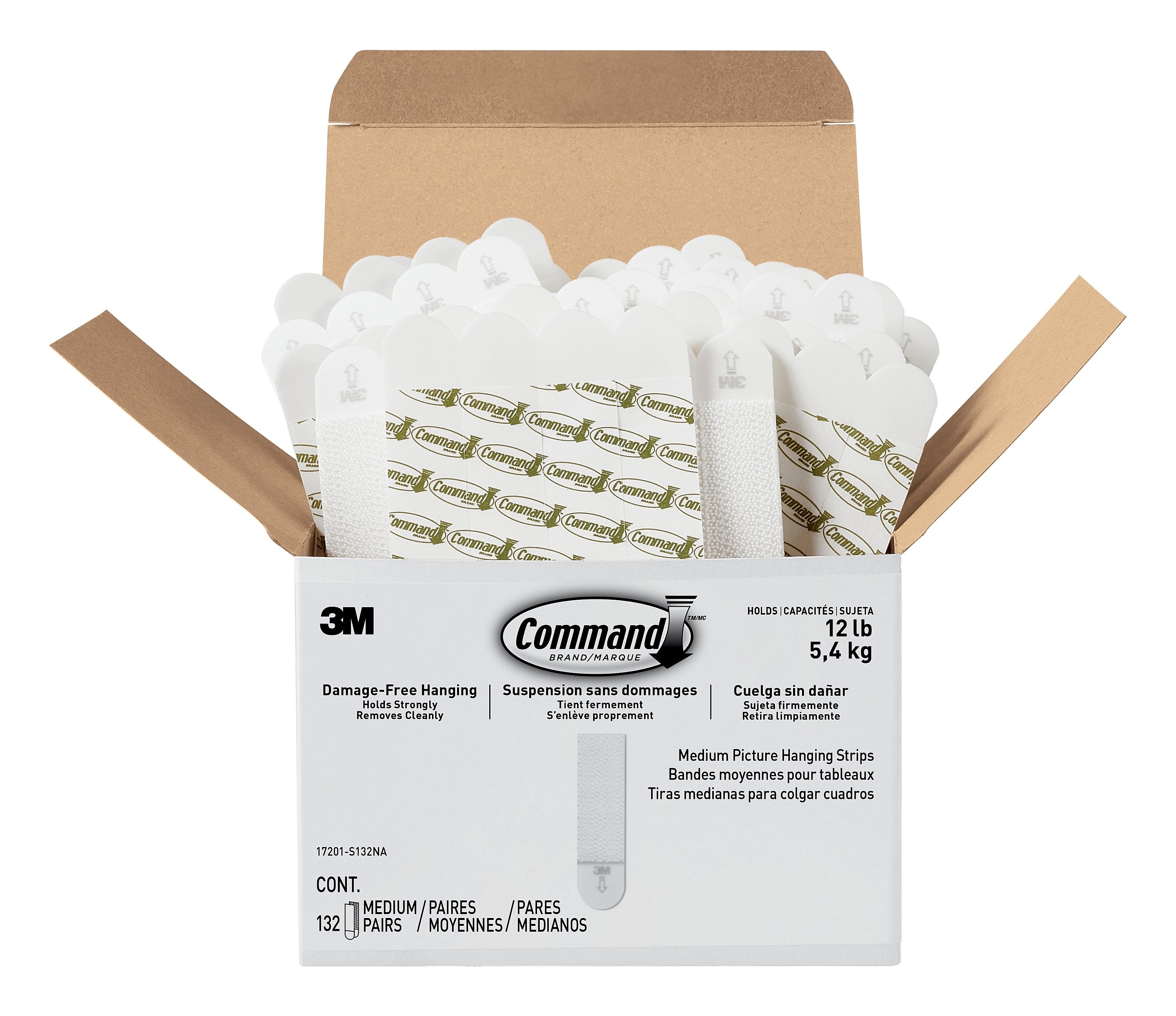 Command® Medium Picture Hanging Strips, White, 132 Sets/Pack