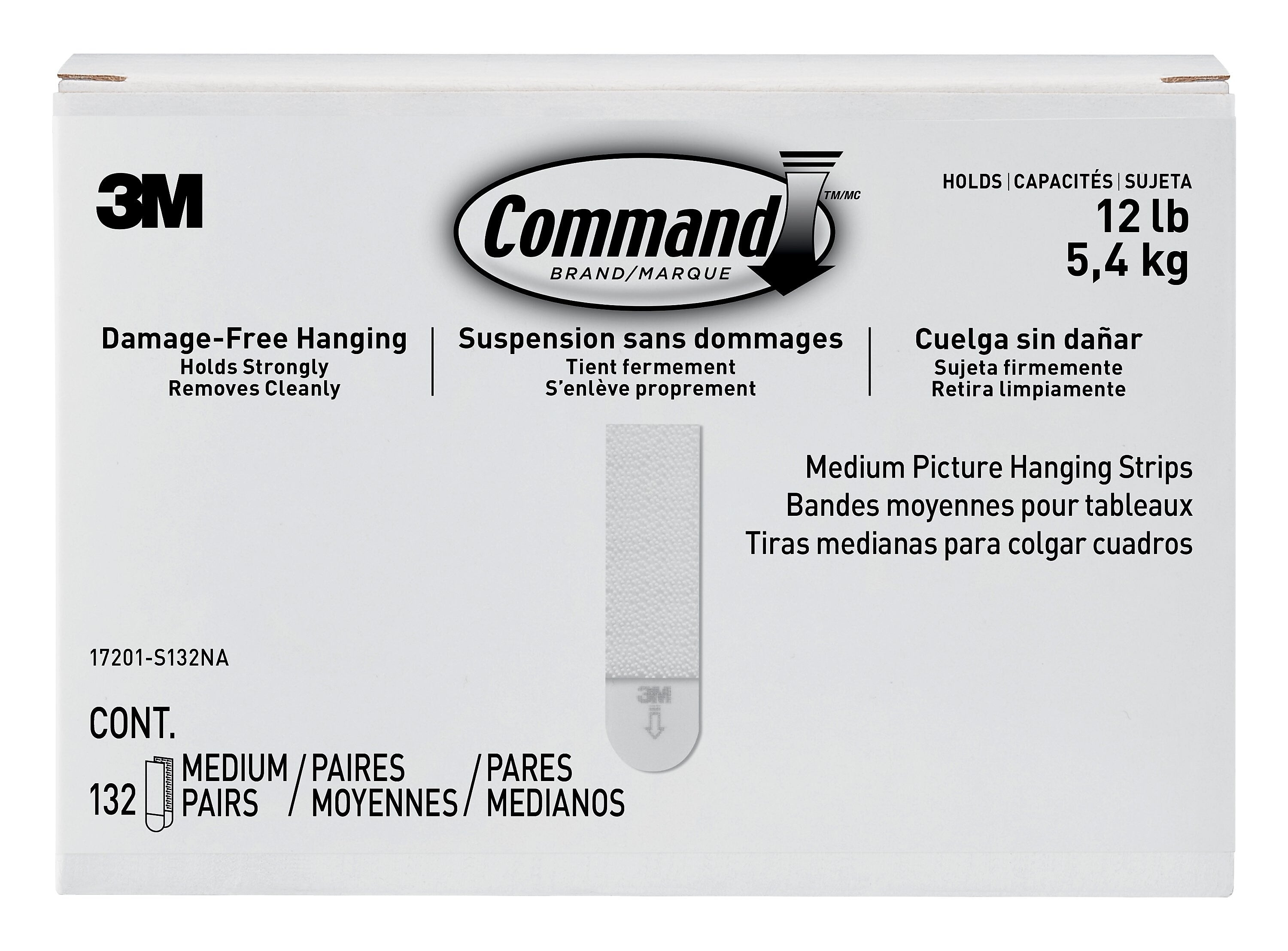 Command® Medium Picture Hanging Strips, White, 132 Sets/Pack