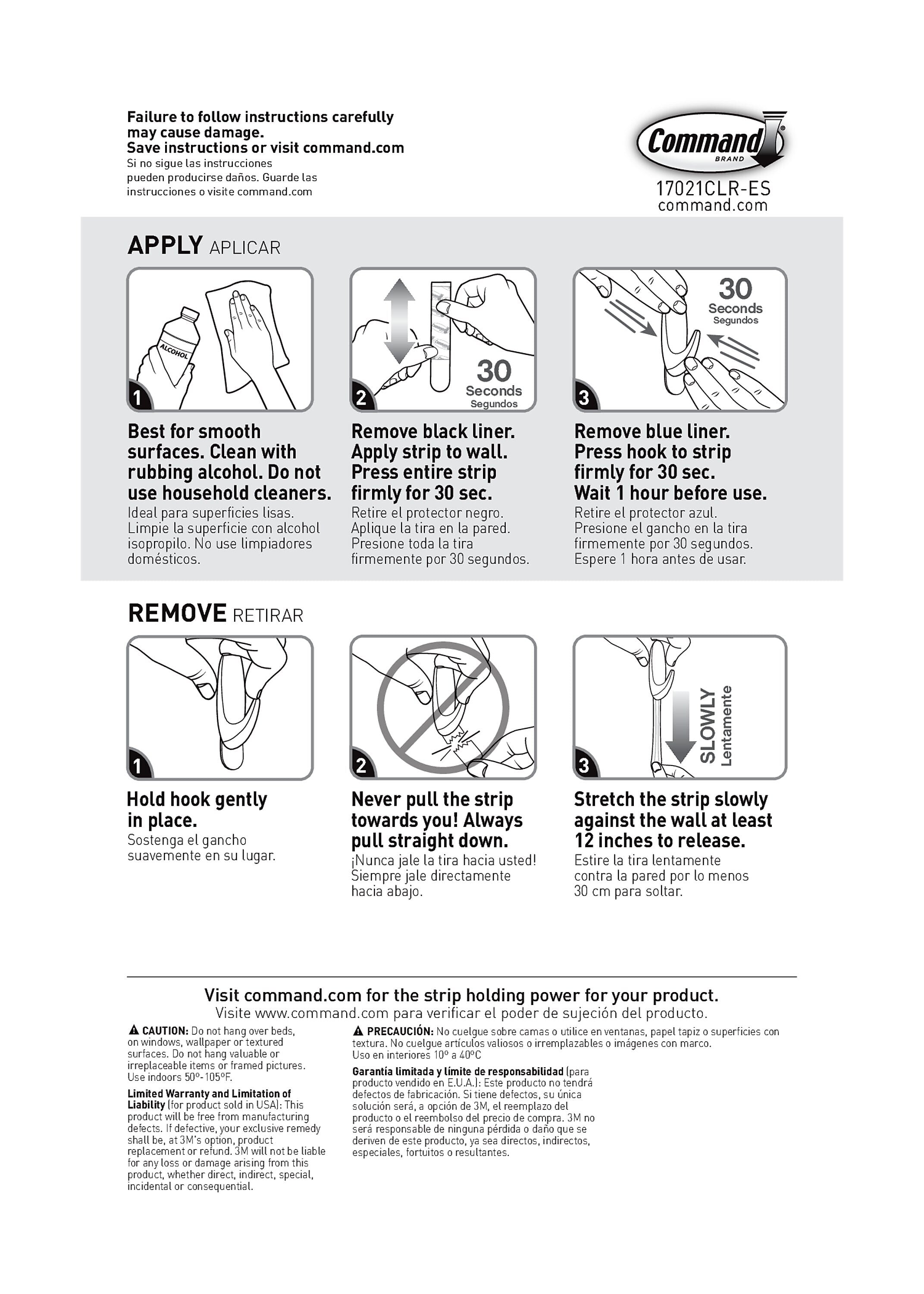 Command Medium Refill Strips, Clear, 9/Pack