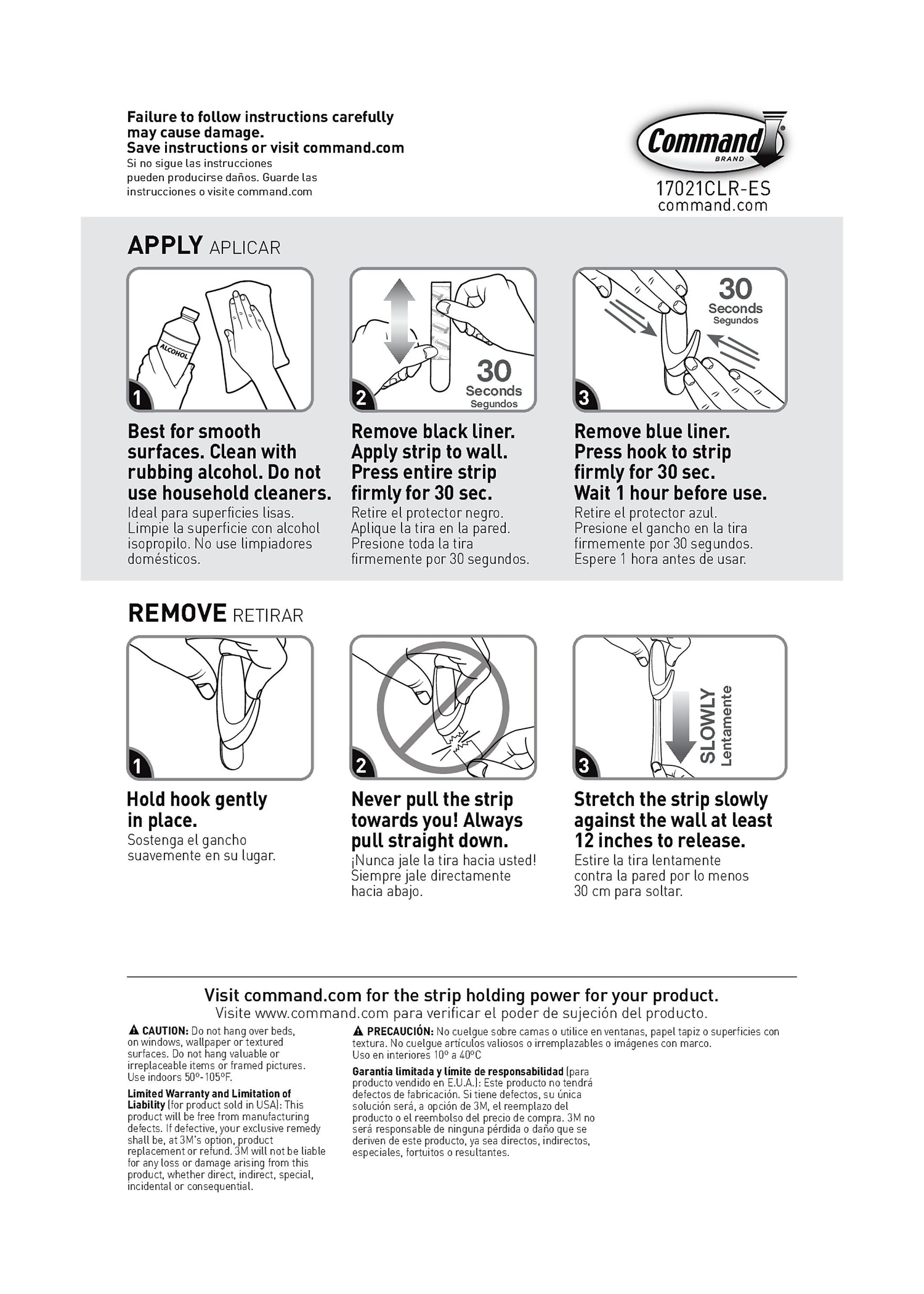 Command Medium Refill Strips, Clear, 9/Pack