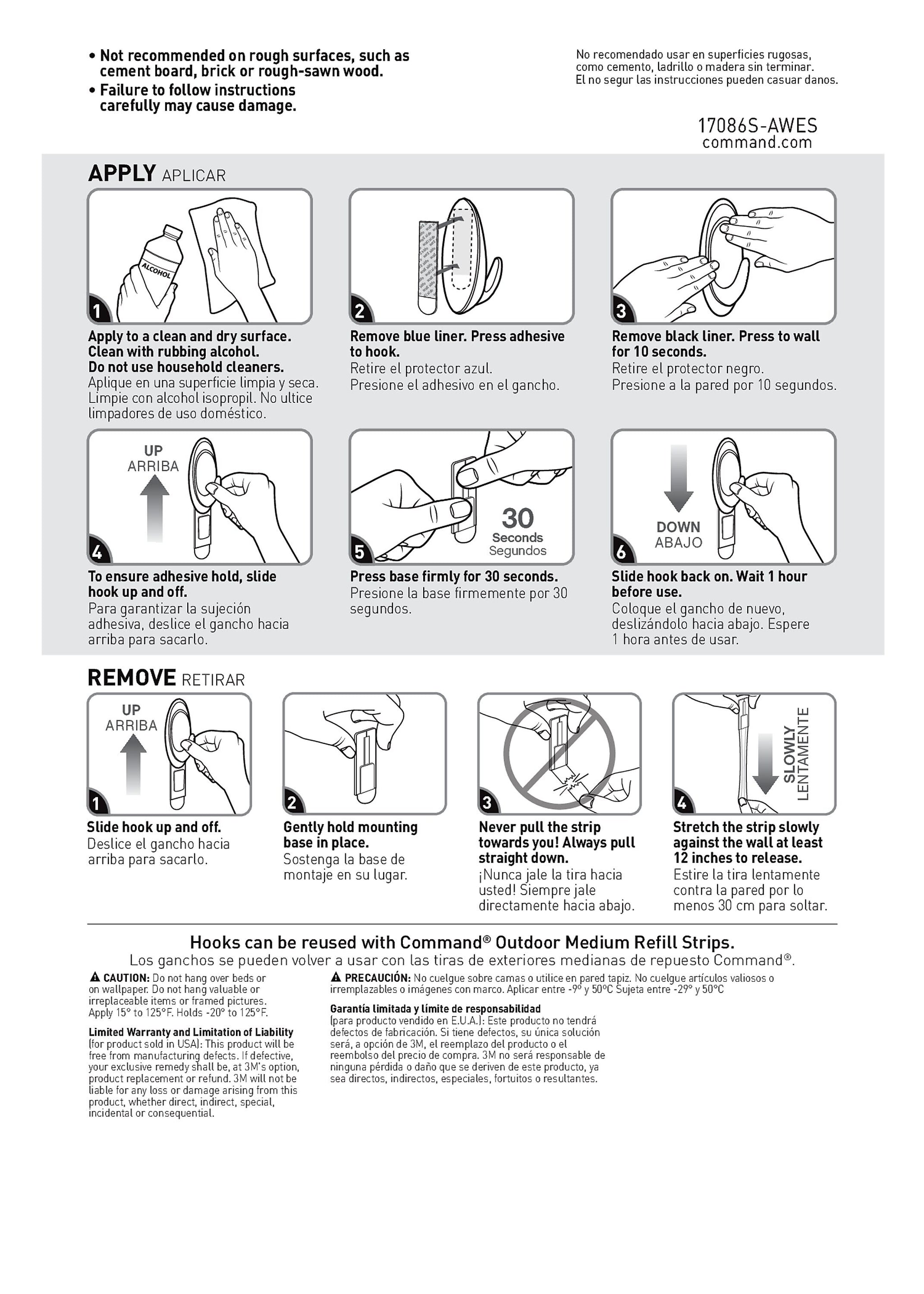 Command Medium Terrace Hooks, 3 lb., Slate, 2/Pack
