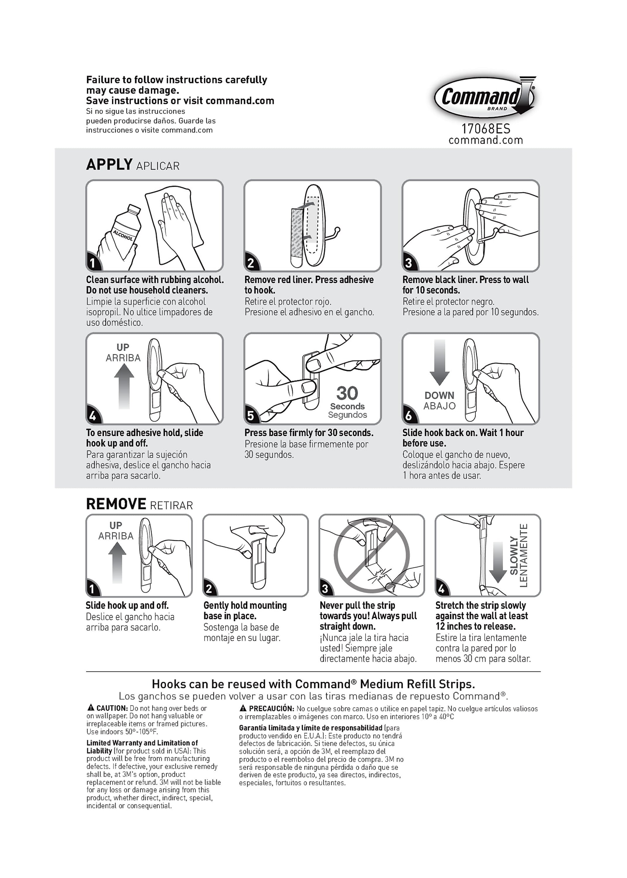 Command Medium Wire Hooks, 2 lb., White, 13/Pack