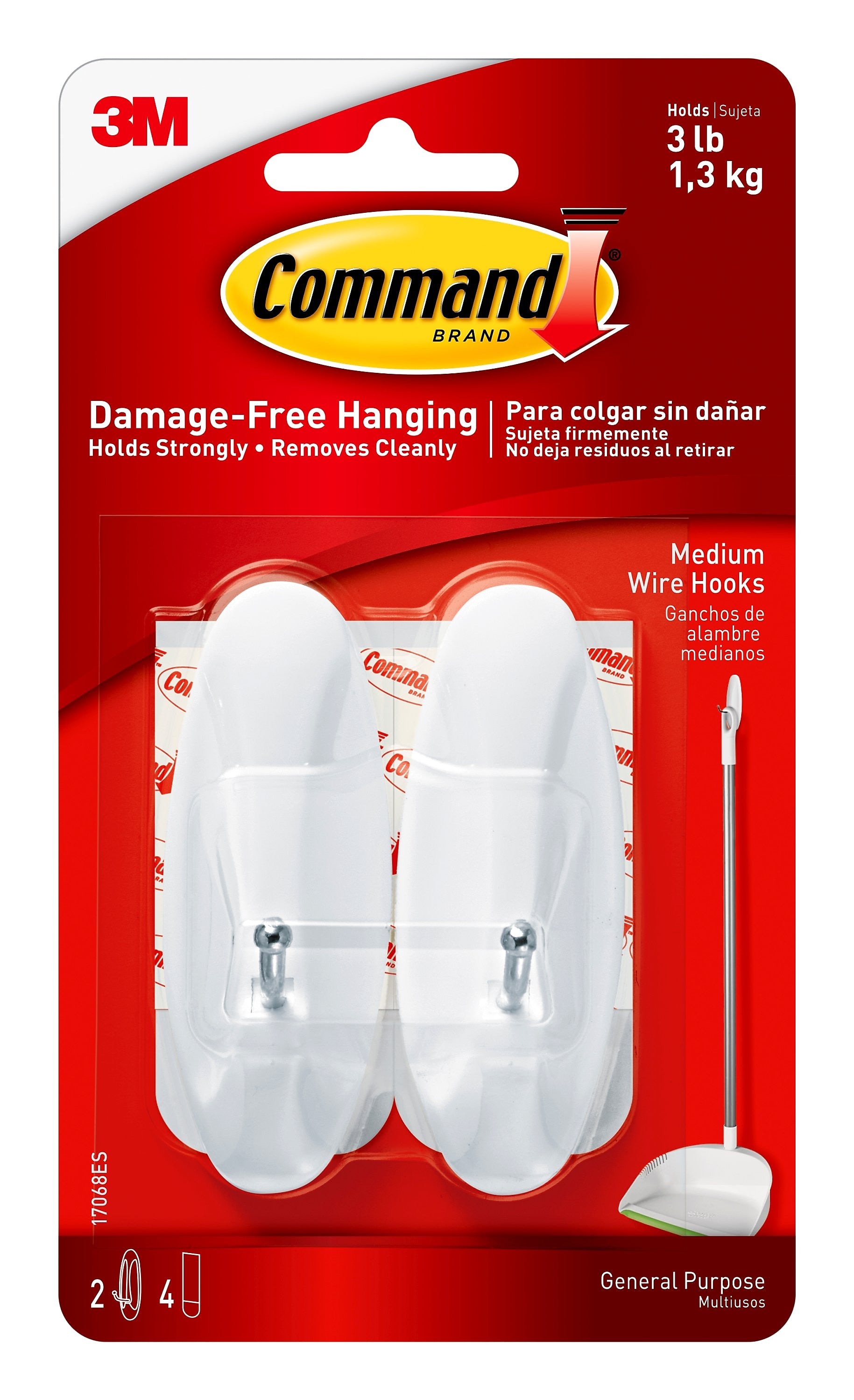 Command™ Medium Wire Hooks, White, 2/Pack