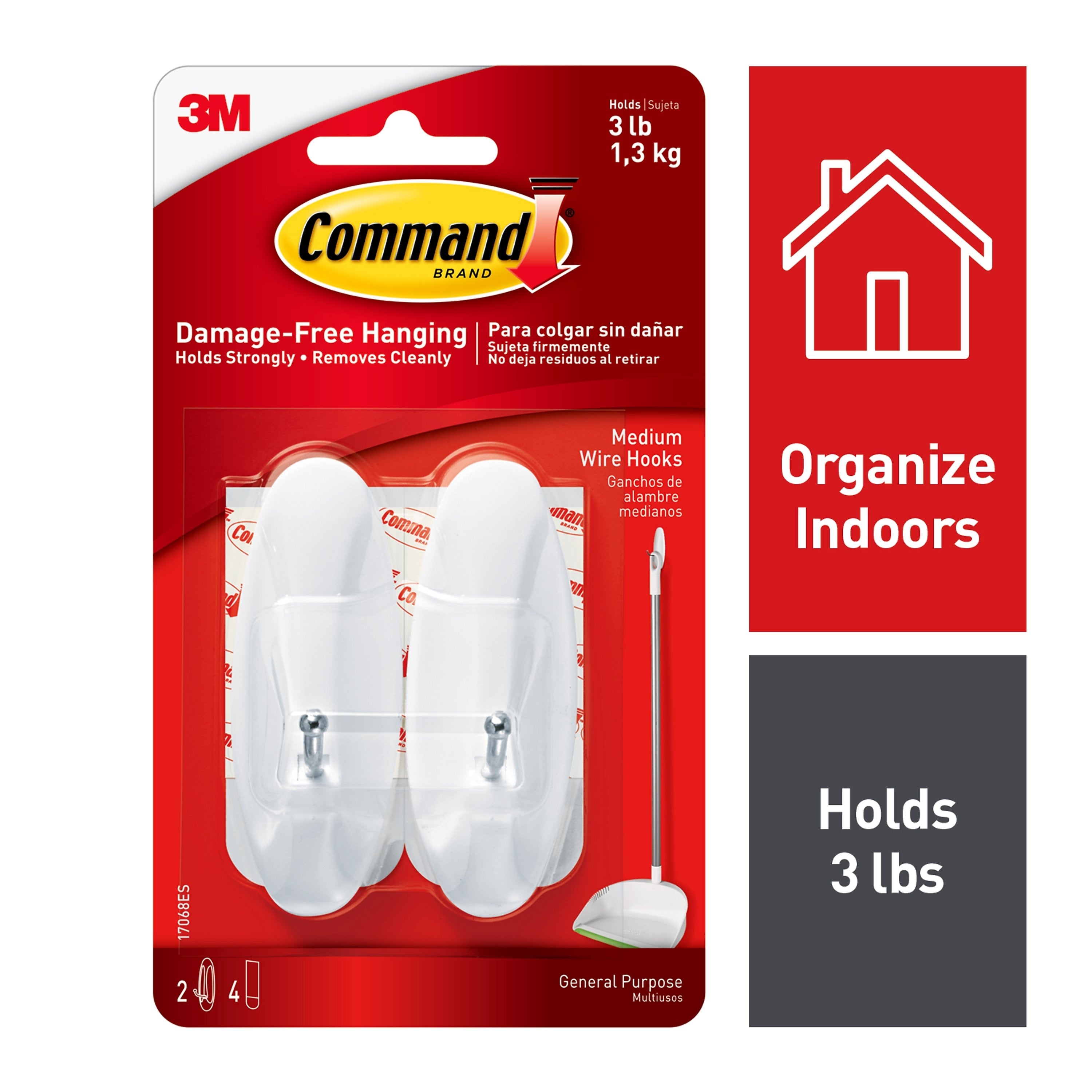 Command™ Medium Wire Hooks, White, 2/Pack