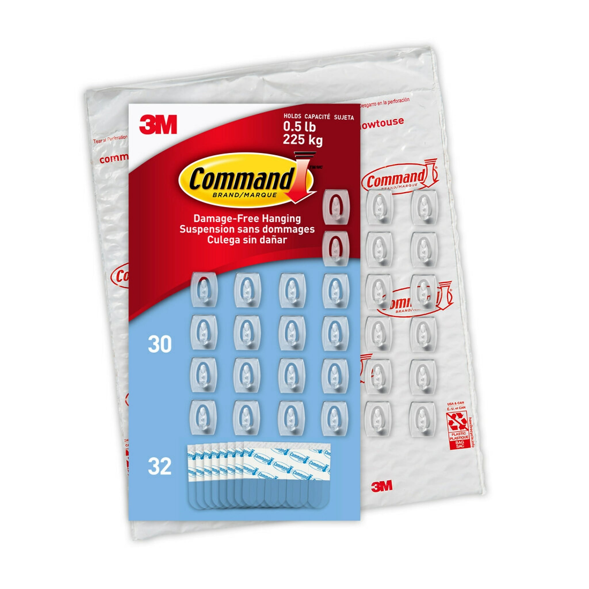 Command™ Mini Hooks, Clear, 30 Hooks/Pack