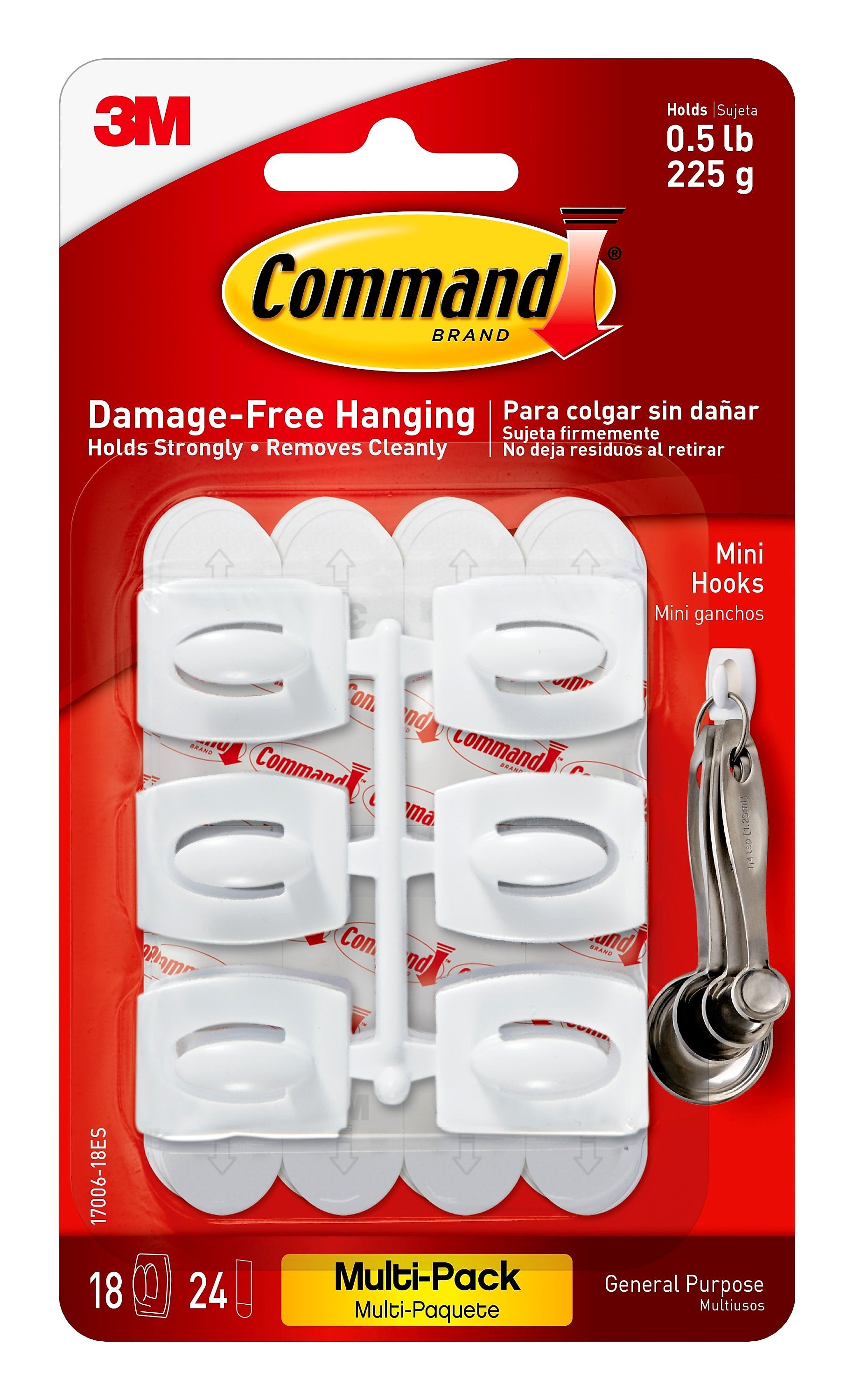 Command™ Mini Hooks Value Pack, White, 18 Hooks