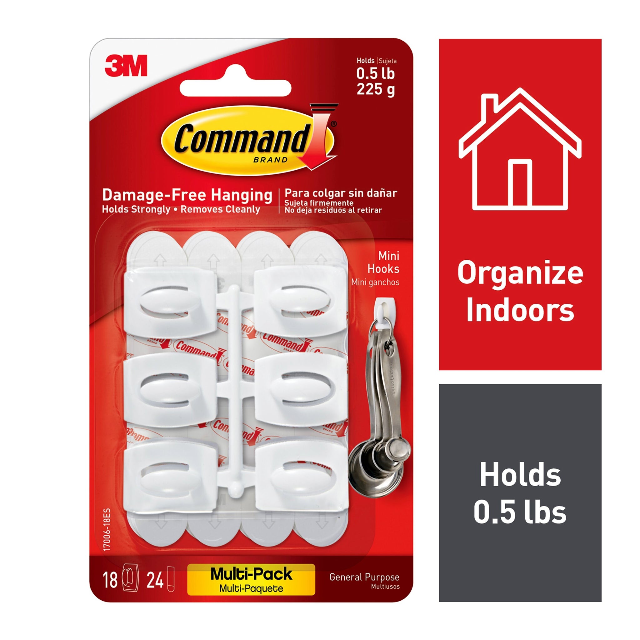 Command™ Mini Hooks Value Pack, White, 18 Hooks