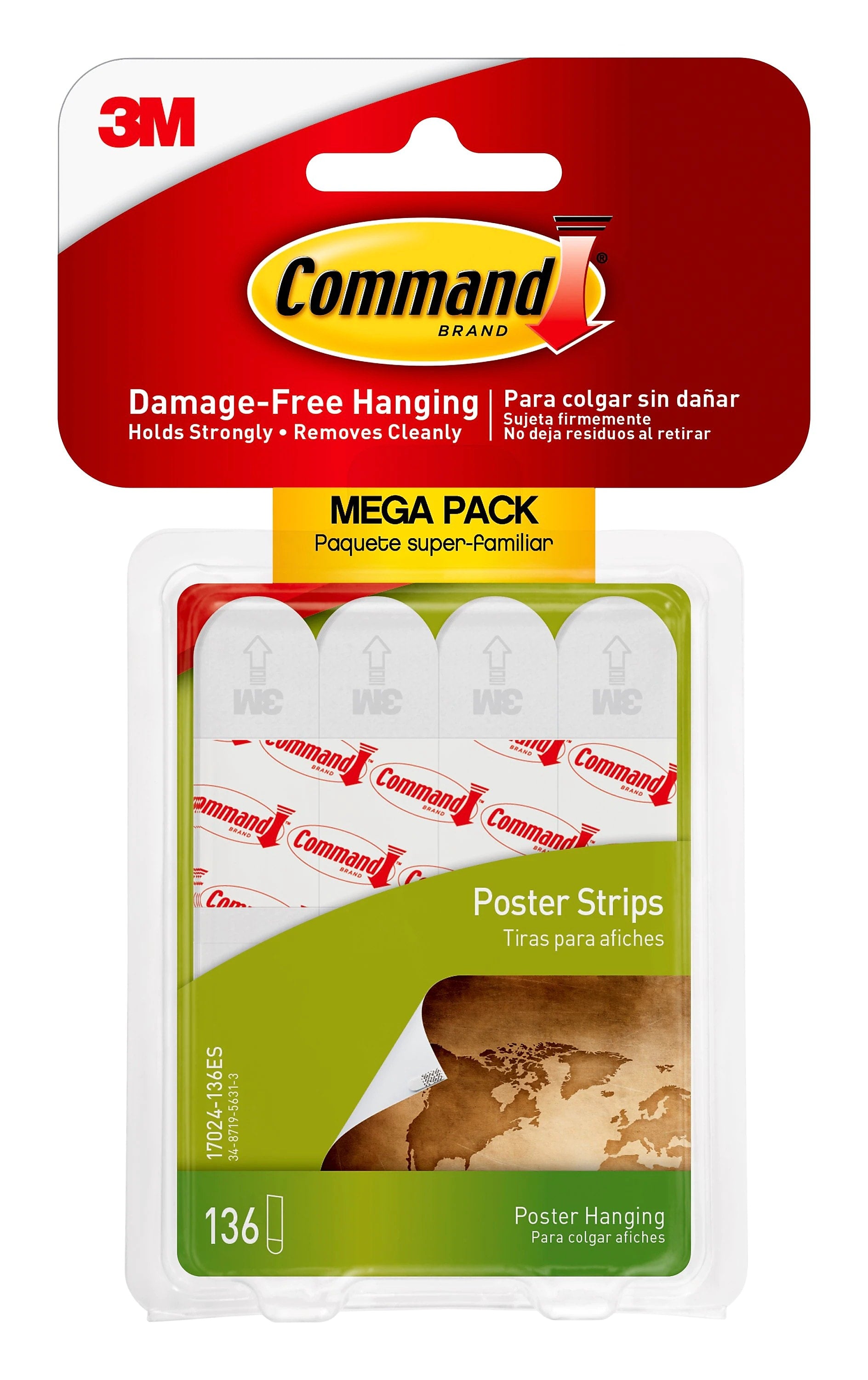 Command™ Poster Strips Mega-Pack, White, 136 Strips/Pack