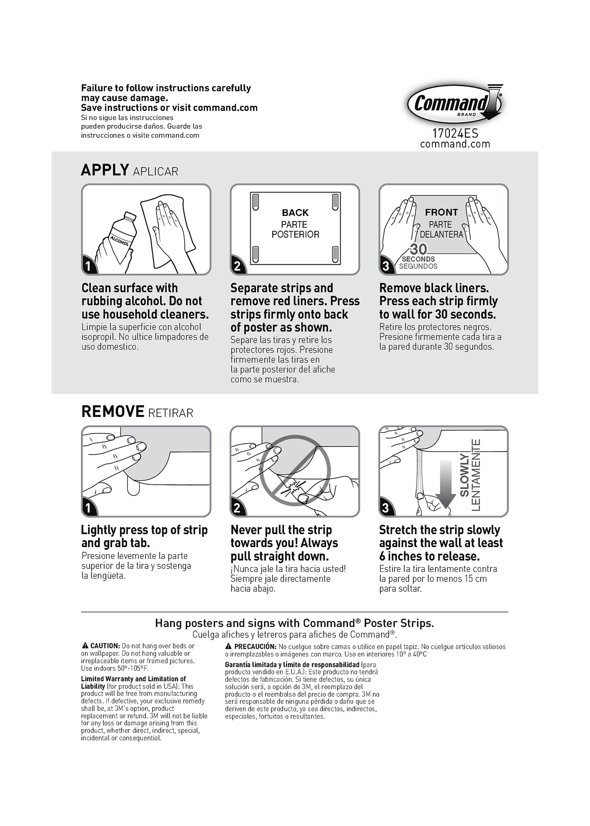 Command™ Poster Strips Value Pack, White, 12 Strips