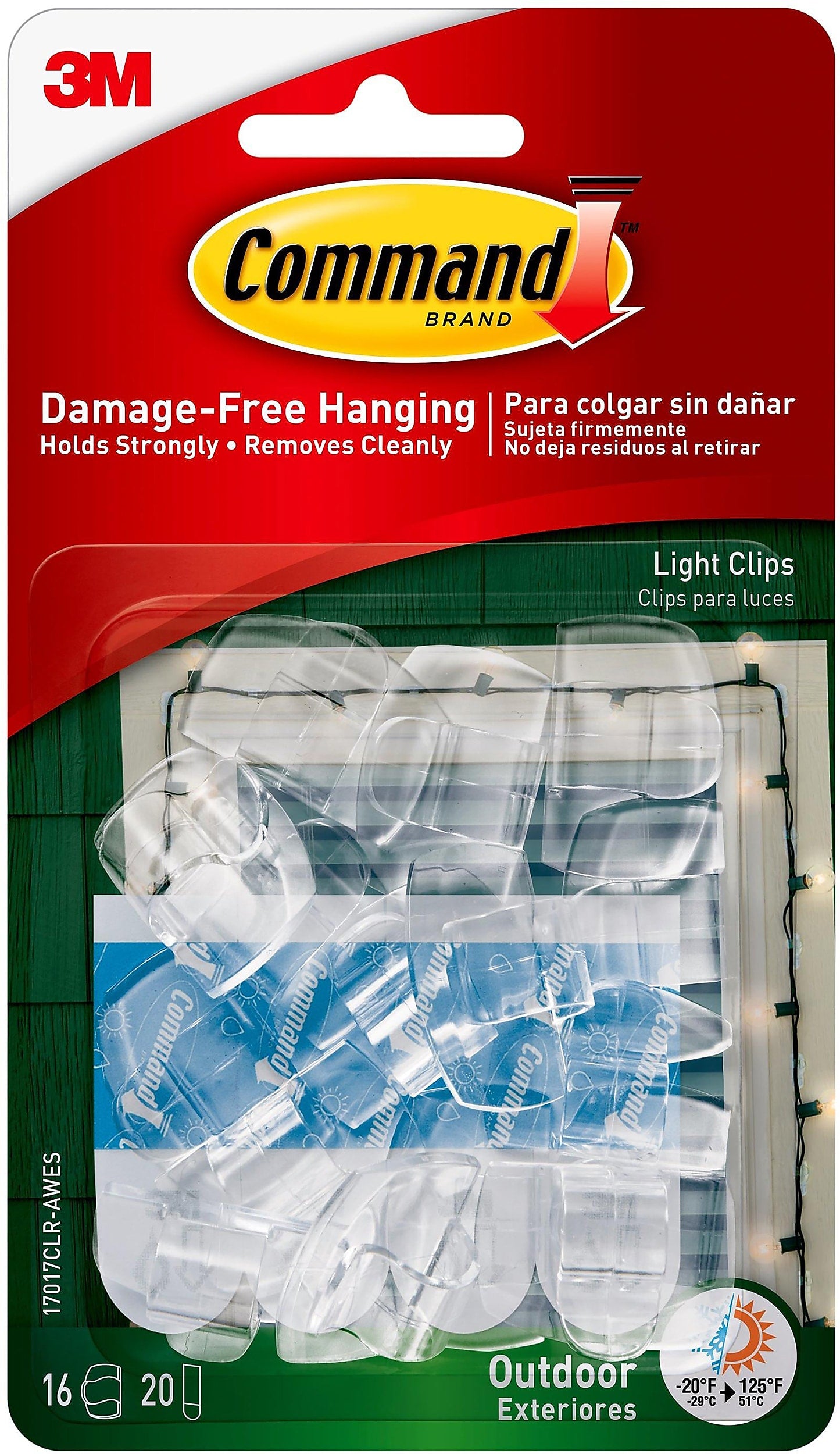 Command Small Cord & Light Clips, Clear, 16/Pack