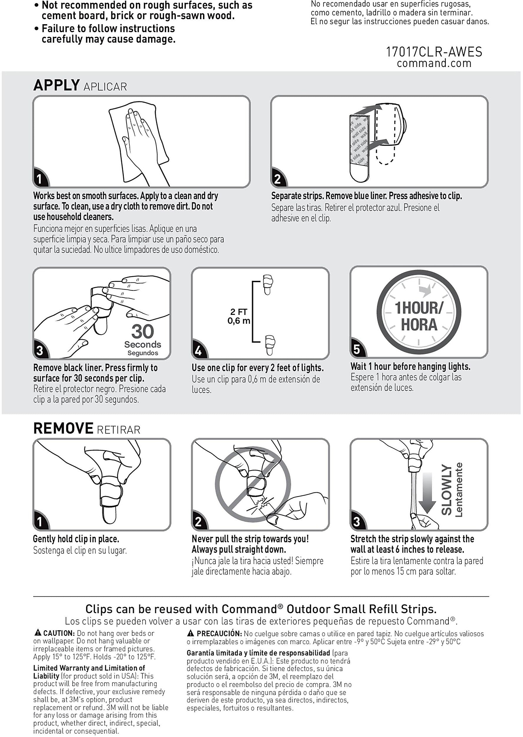 Command Small Cord & Light Clips, Clear, 16/Pack