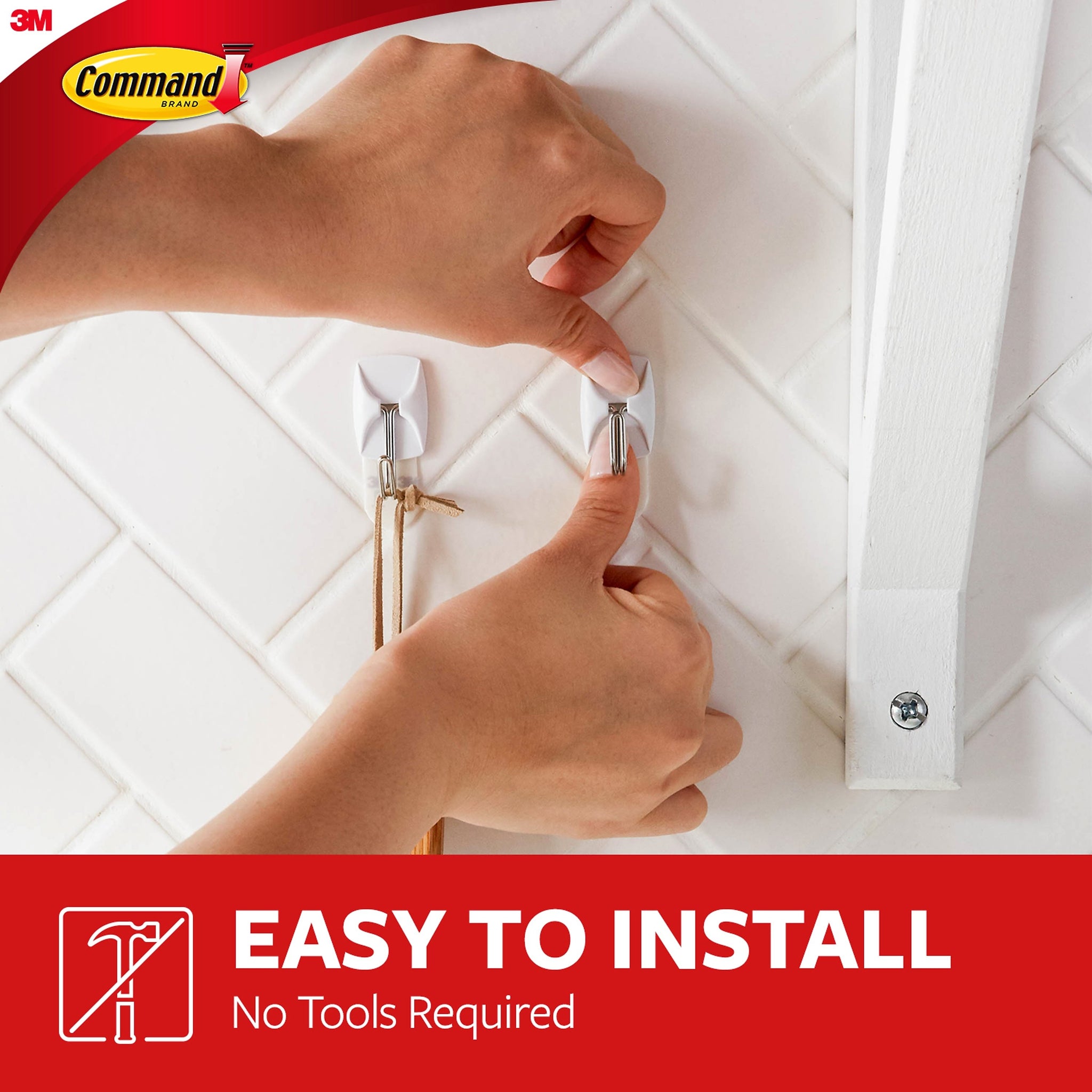 Command Small Hooks, 0.5 lb., White, 9 Command Hooks, 12 Command Strips
