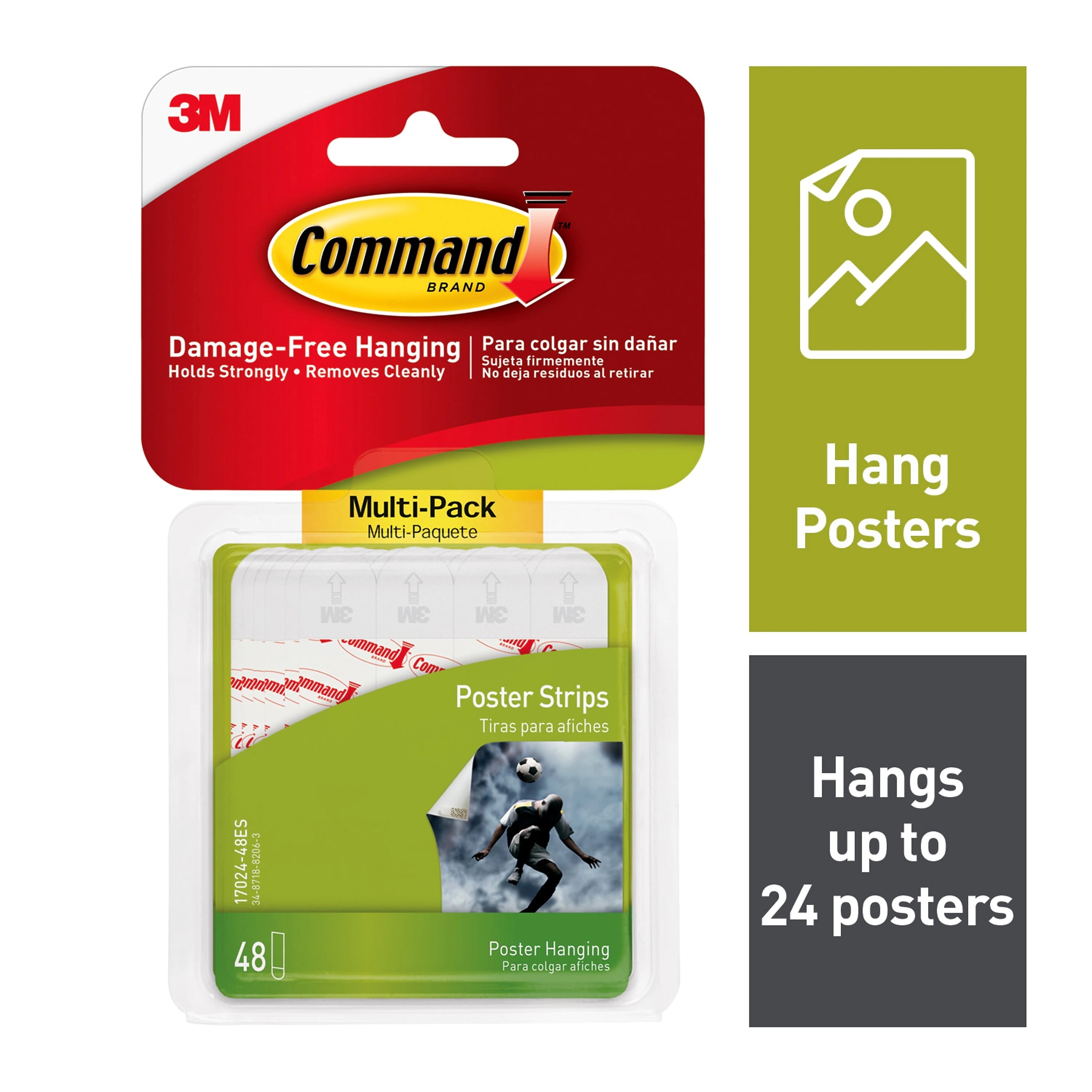 Command Small Poster Strips Multi-Pack, White, 48 Strips/Pack