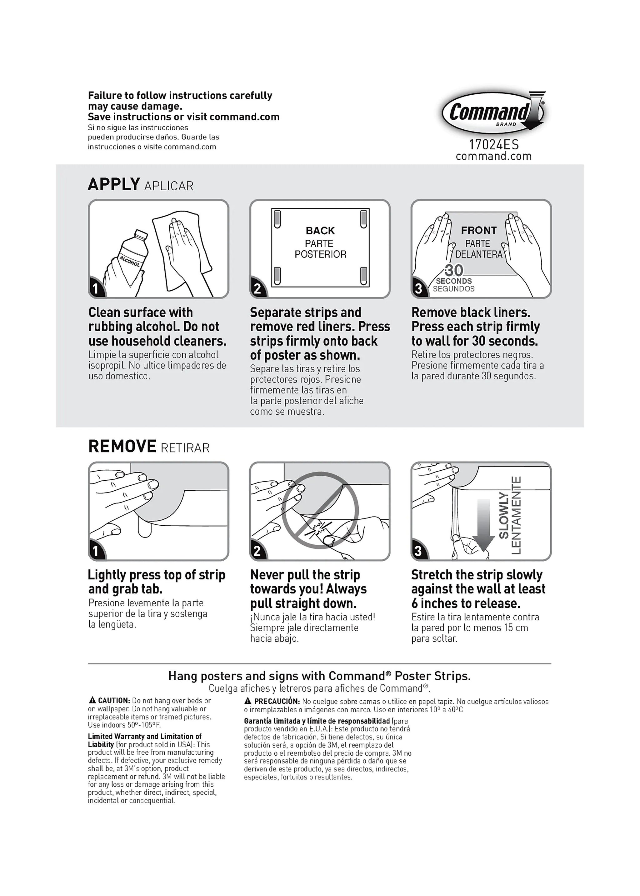 Command Small Poster Strips Multi-Pack, White, 48 Strips/Pack