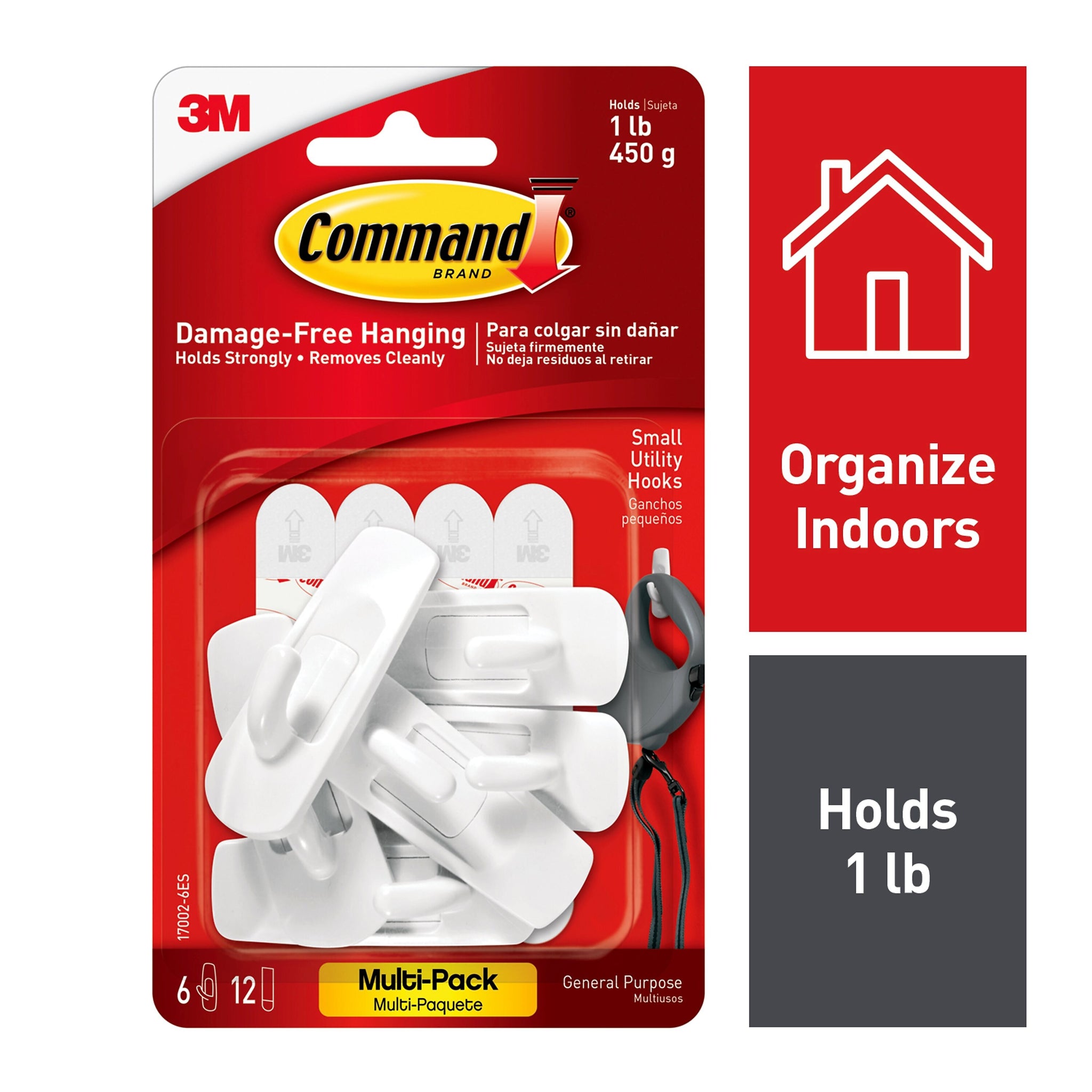 Command Small Utility Hooks, 1 lb., White, 6/Pack
