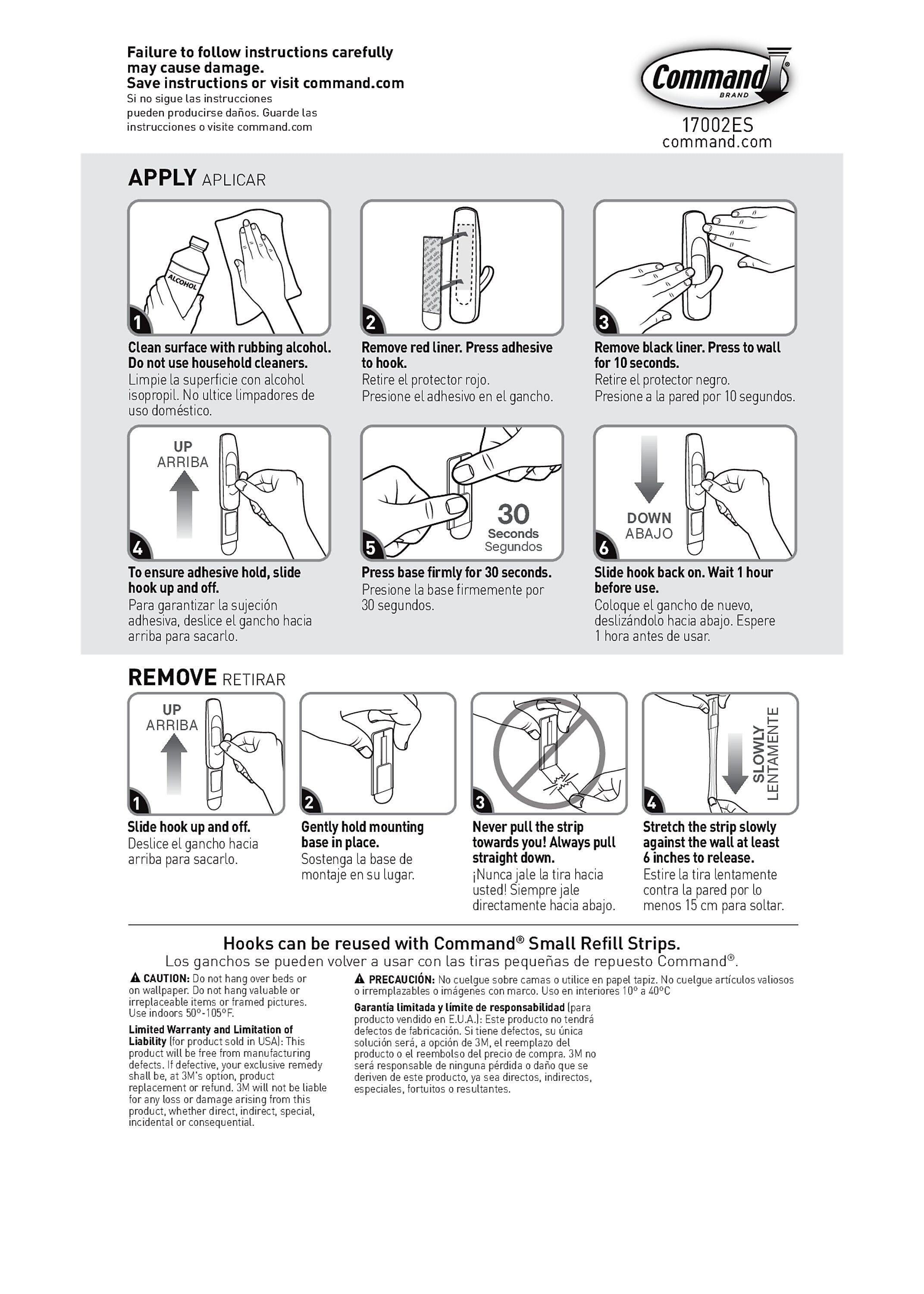 Command Small Utility Hooks, 1 lb., White, 6/Pack