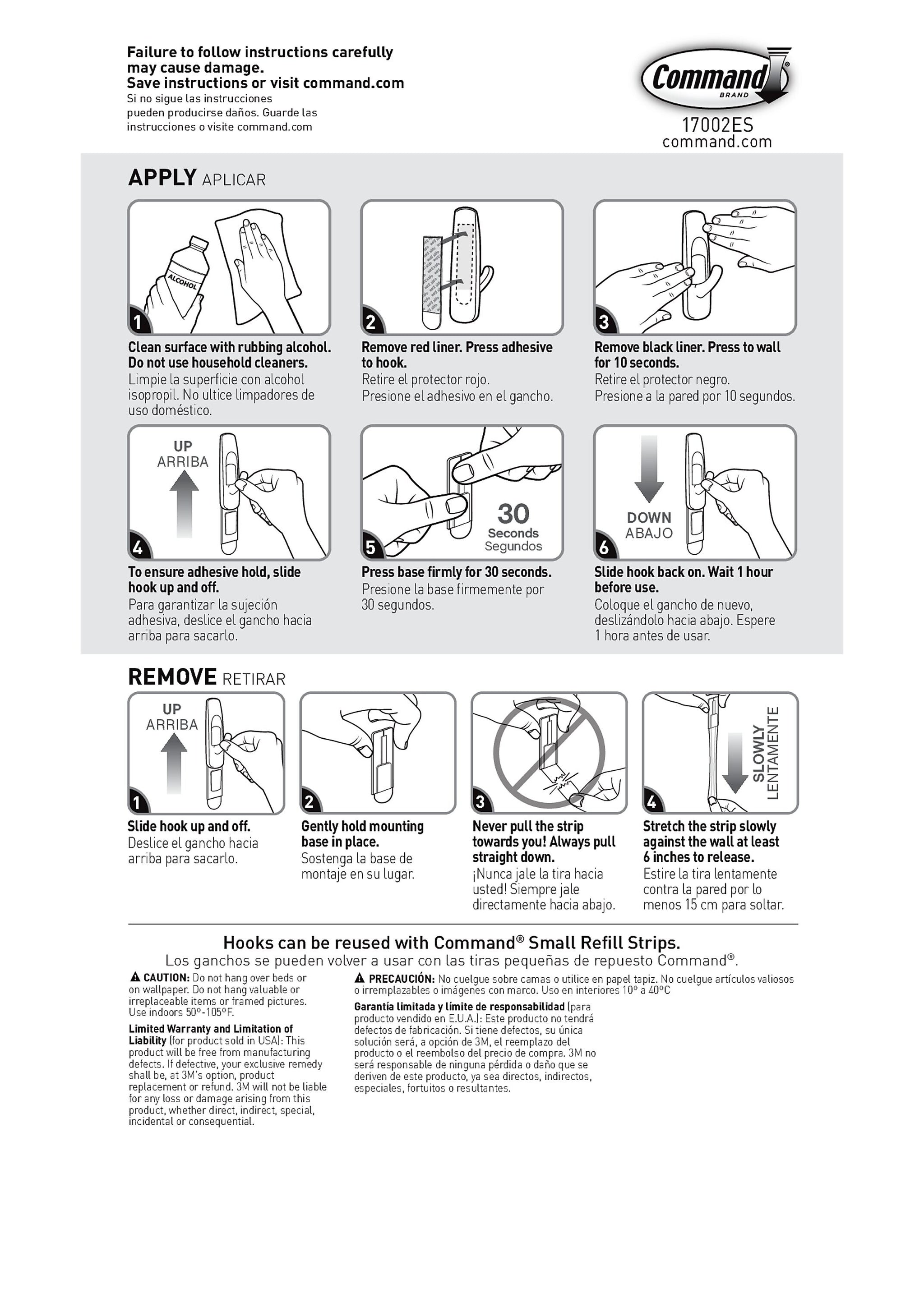 Command Small Utility Hooks, 1 lb., White, 6/Pack