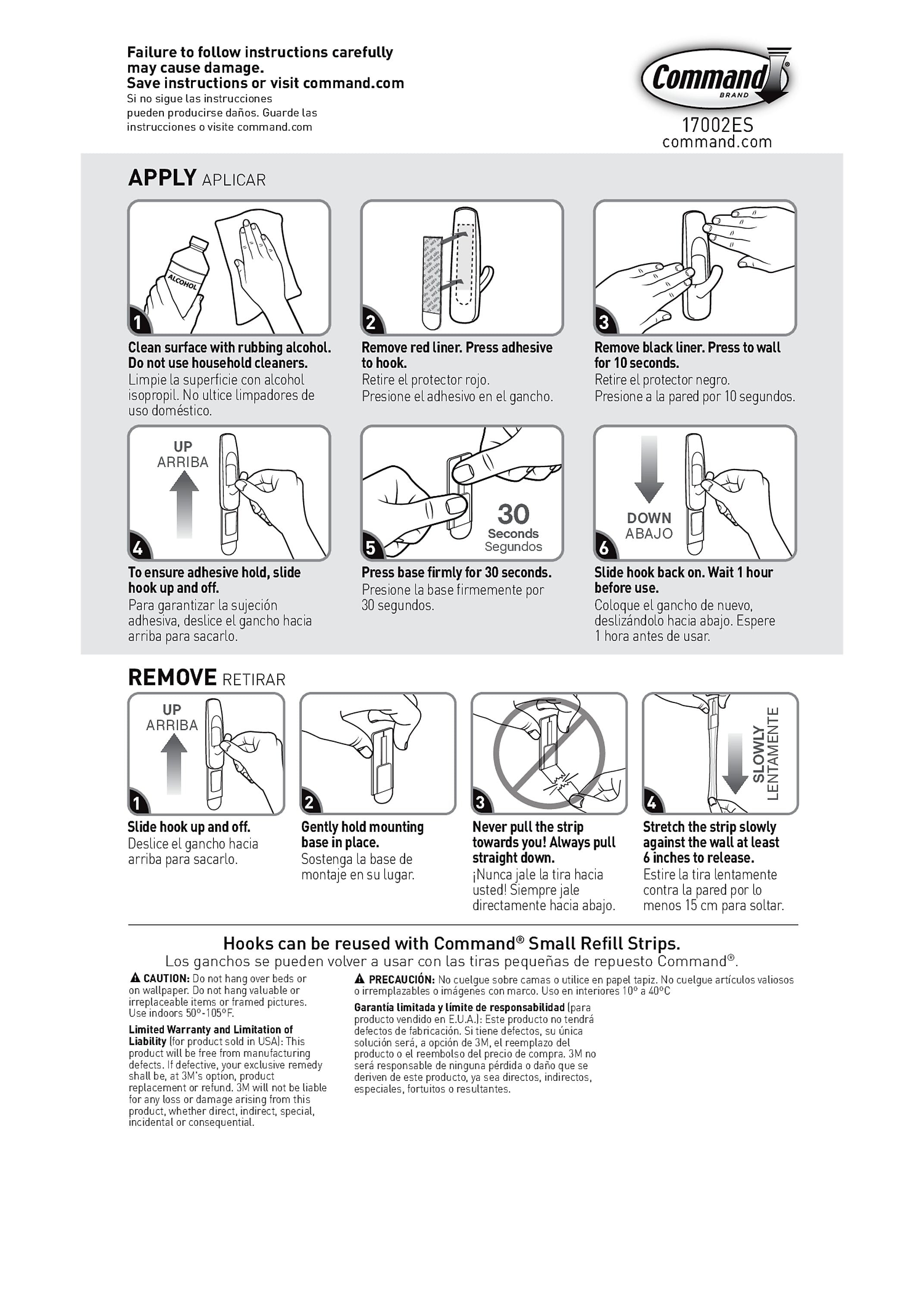 Command Small Utility Hooks, 1 lb., White, 6/Pack
