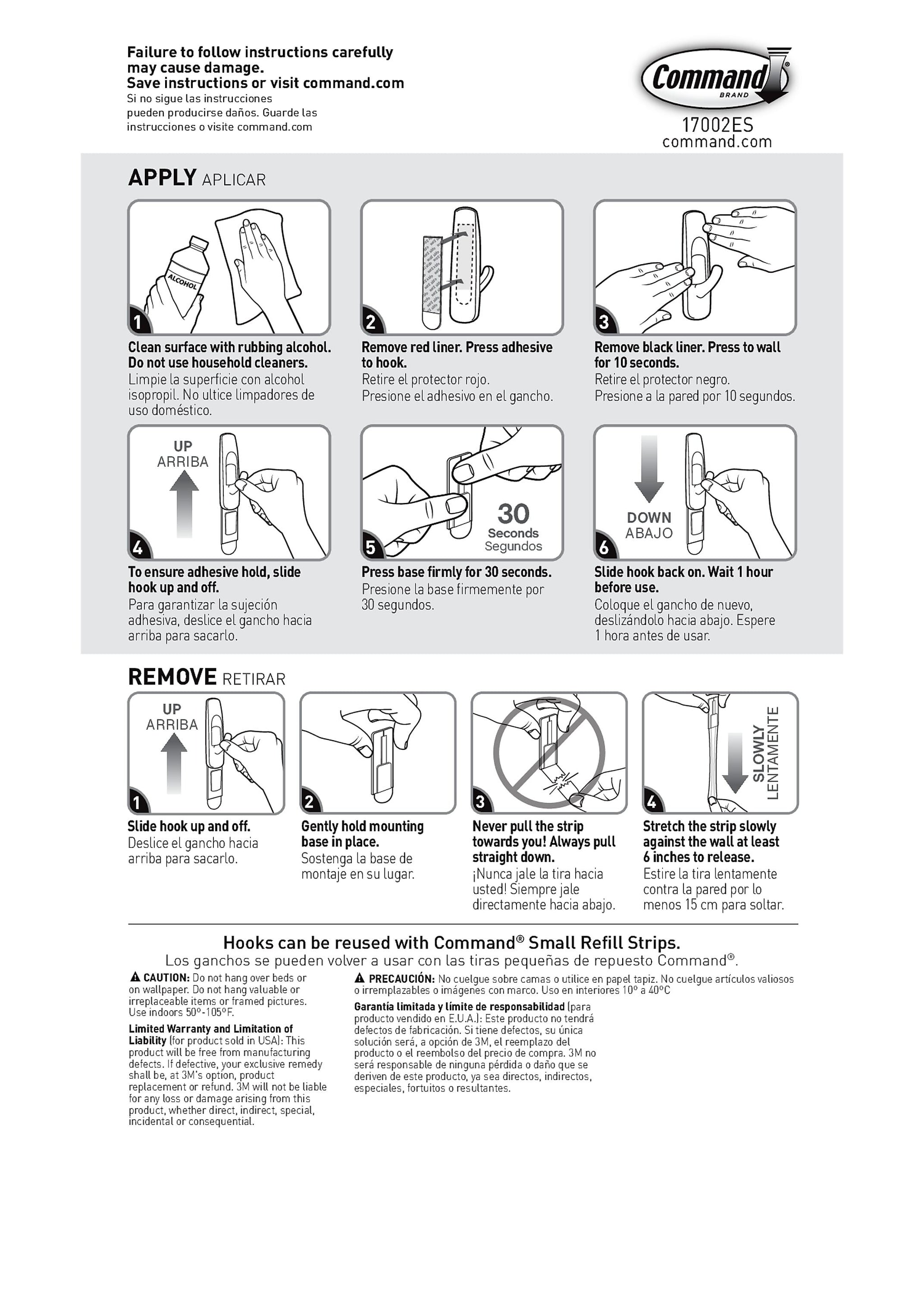 Command Small Utility Hooks, 1 lb., White, 6/Pack