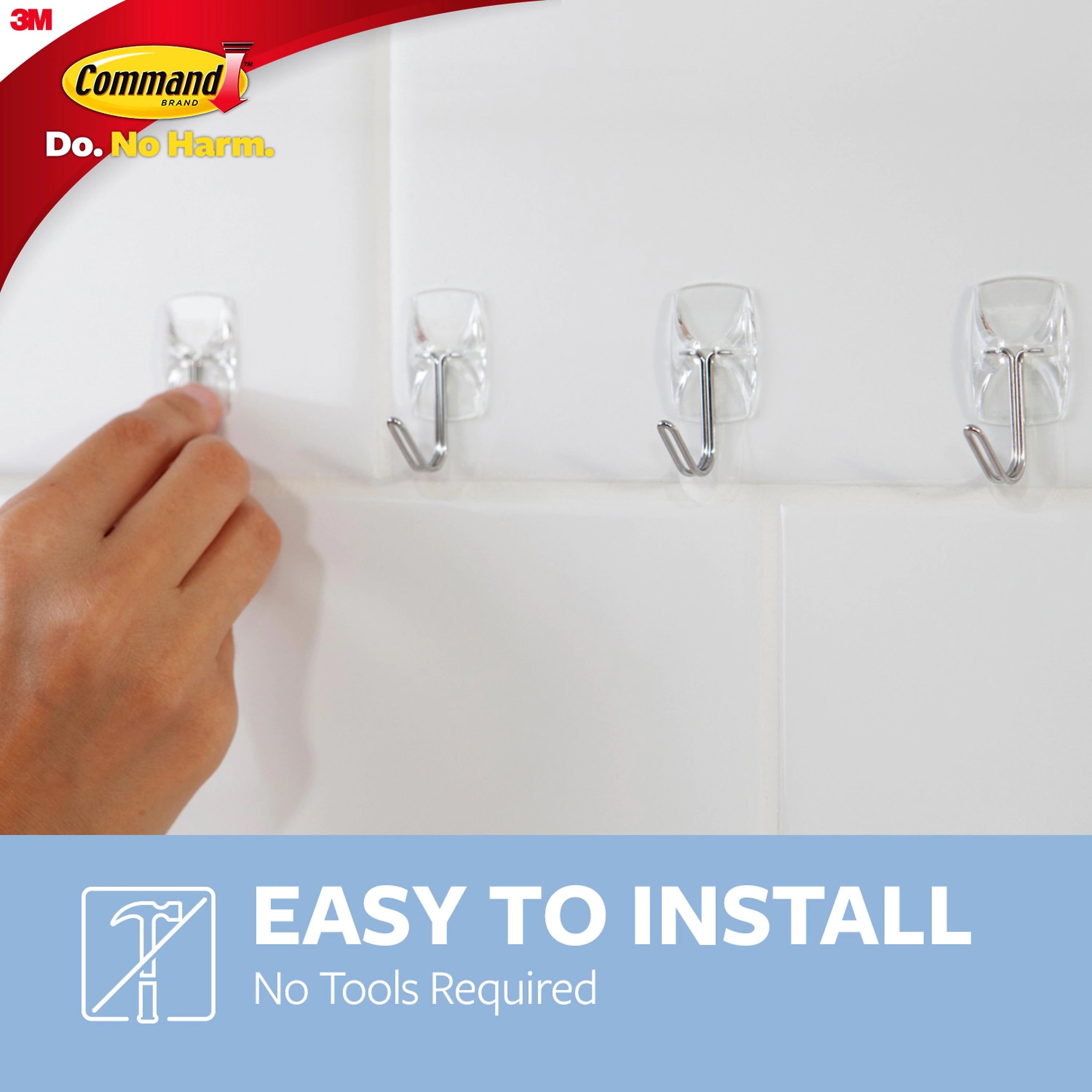 Command™ Small Wire Hook, Clear, 40 Hooks, 48 Strips/Pack