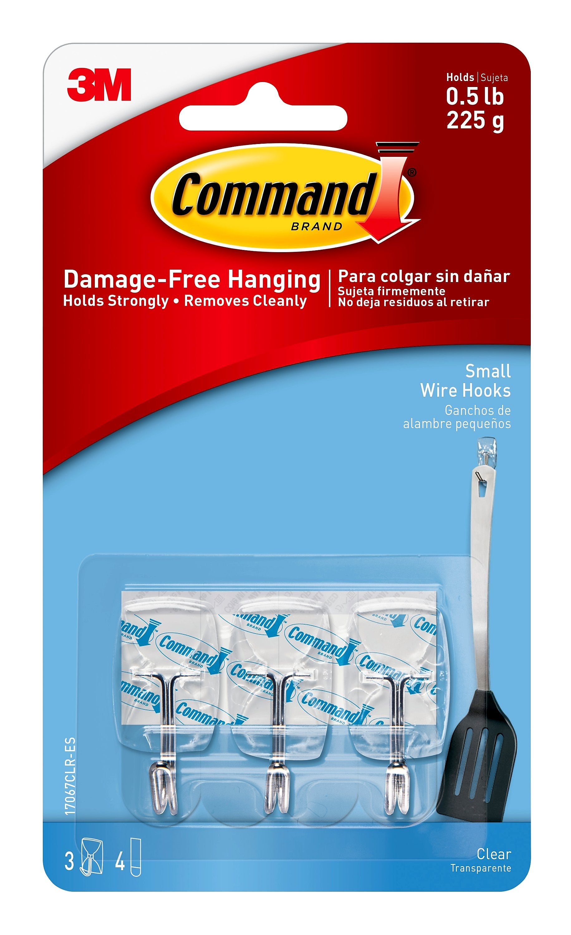 Command Small Wire Hooks, 0.5 lb., Clear, 3/Pack