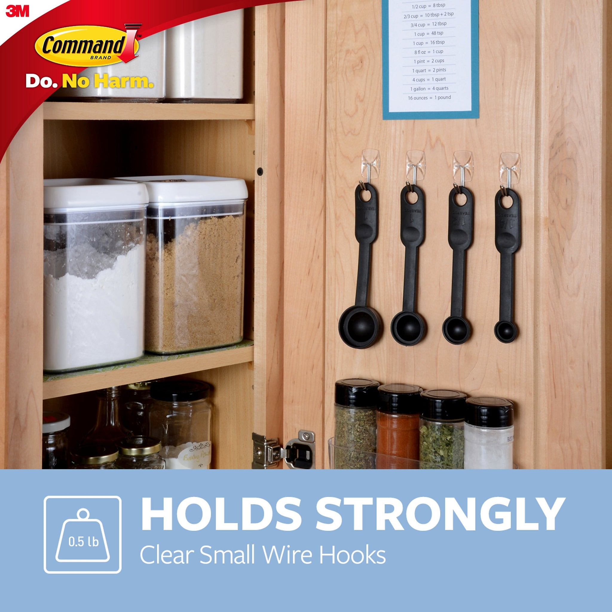 Command Small Wire Hooks, 0.5 lb., Clear, 3/Pack