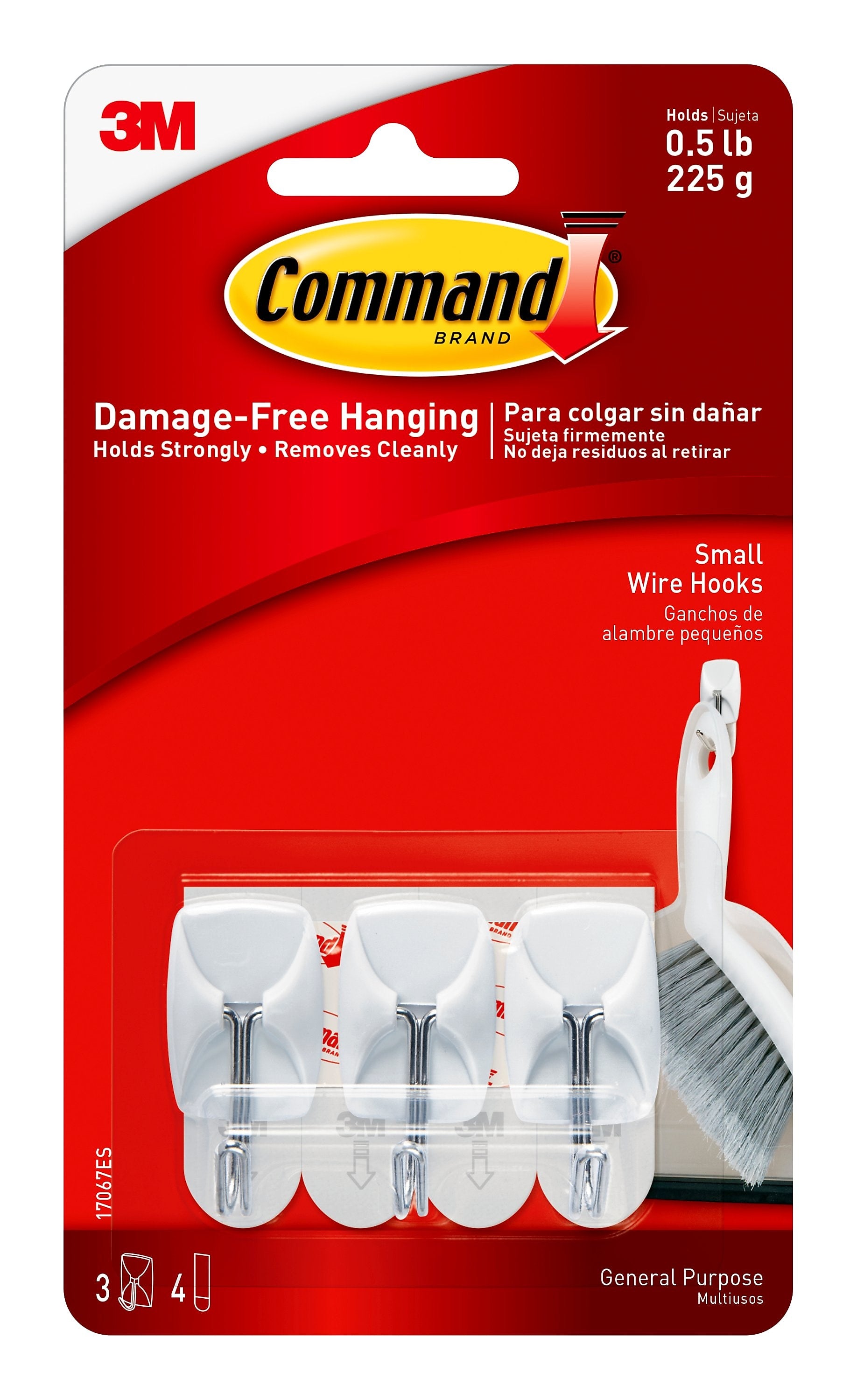 Command Small Wire Hooks, 0.5 lb., White, 3/Pack