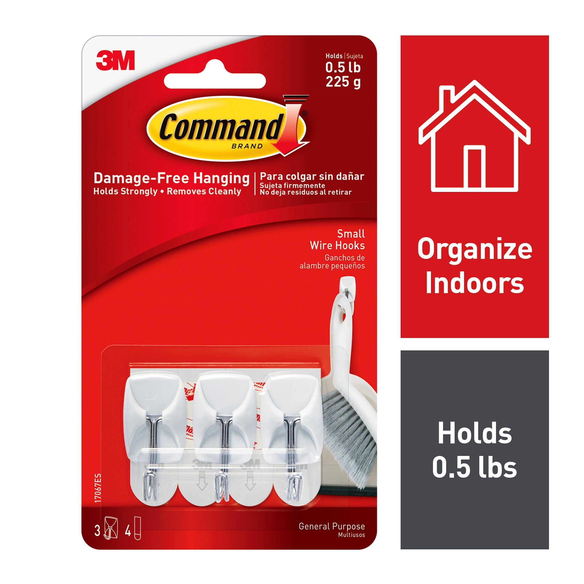 Command Small Wire Hooks, 0.5 lb., White, 3/Pack