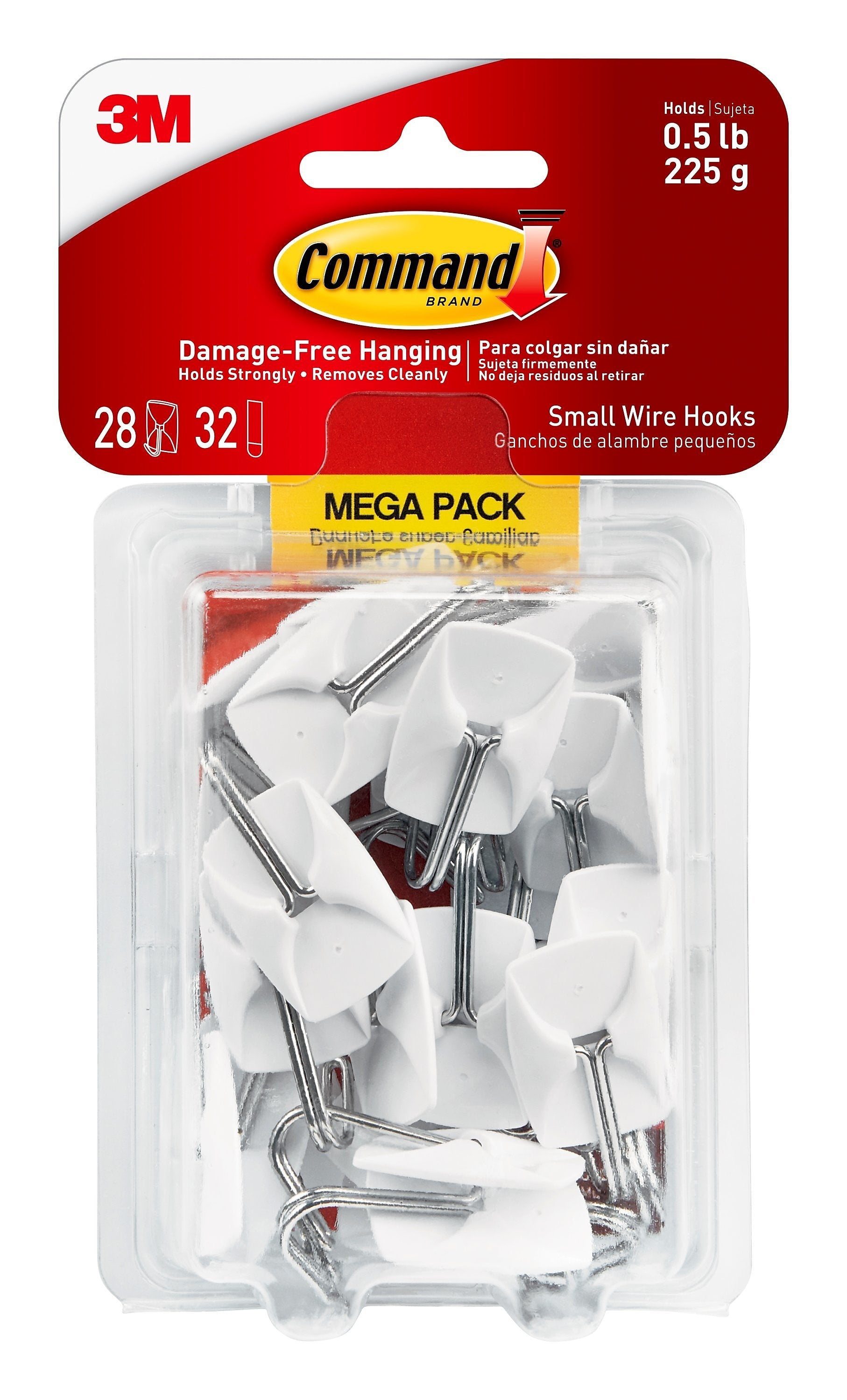 Command Small Wire Toggle Hooks, 0.5 lb., White, 28/Pack